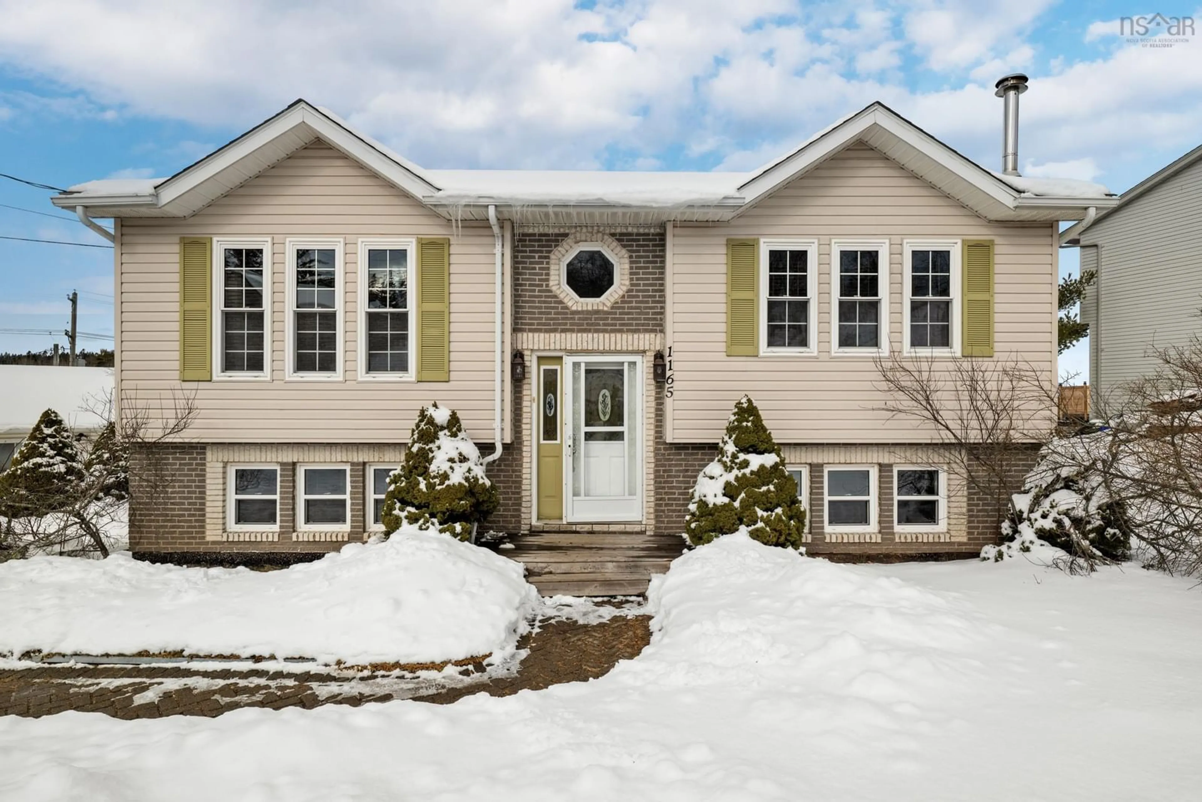 Home with vinyl exterior material, street for 1165 Old Sackville Rd, Middle Sackville Nova Scotia B4E 3A6