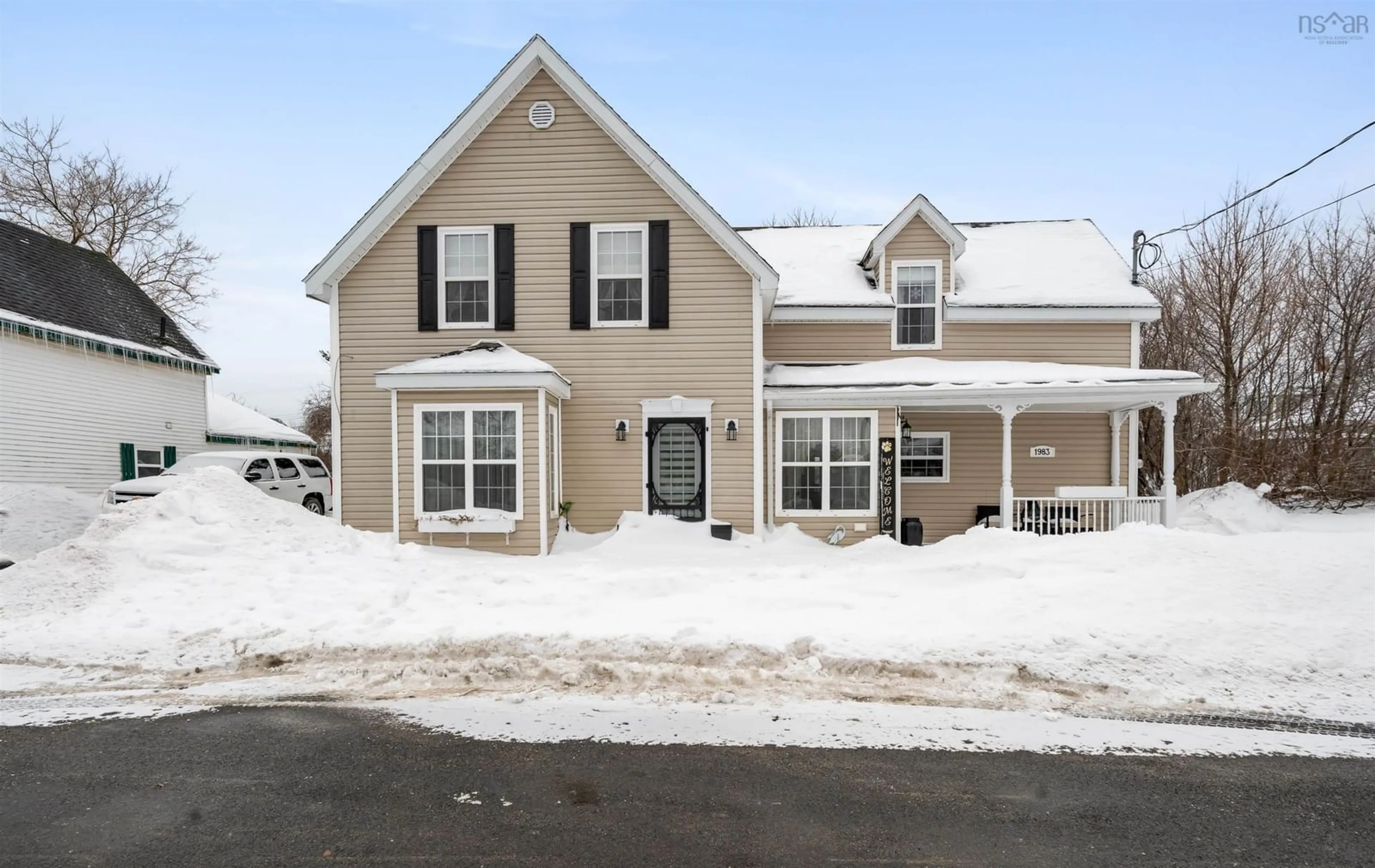 Home with vinyl exterior material, street for 1983 Ballarat St, Westville Nova Scotia B0K 2A0