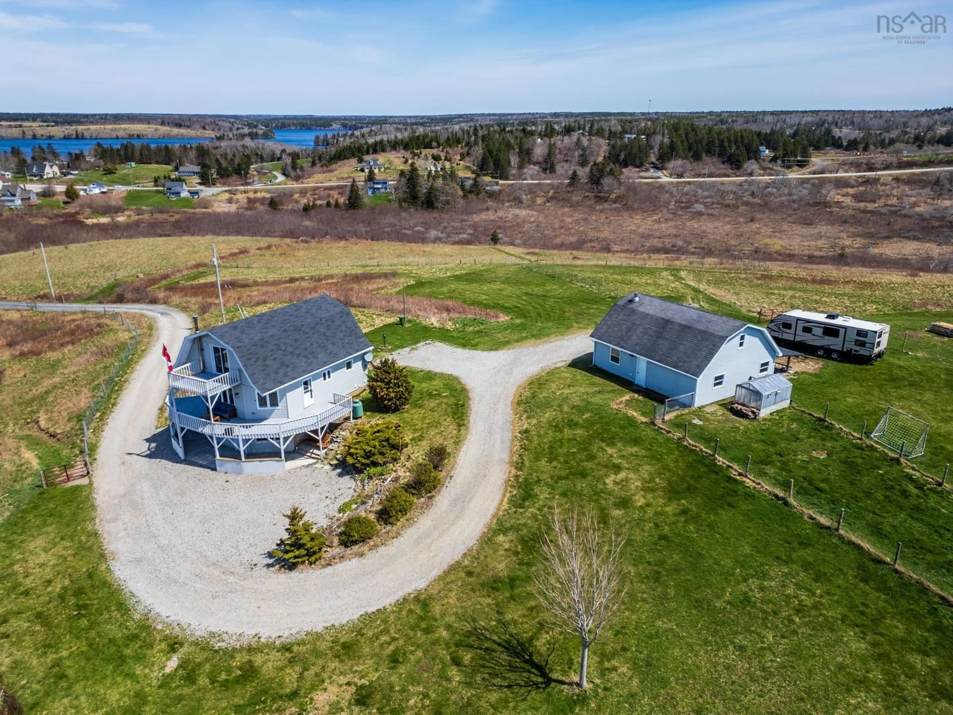 A pic from outside/outdoor area/front of a property/back of a property/a pic from drone, water/lake/river/ocean view for 59 Lake Darling Rd, Darlings Lake Nova Scotia B5A 5L1