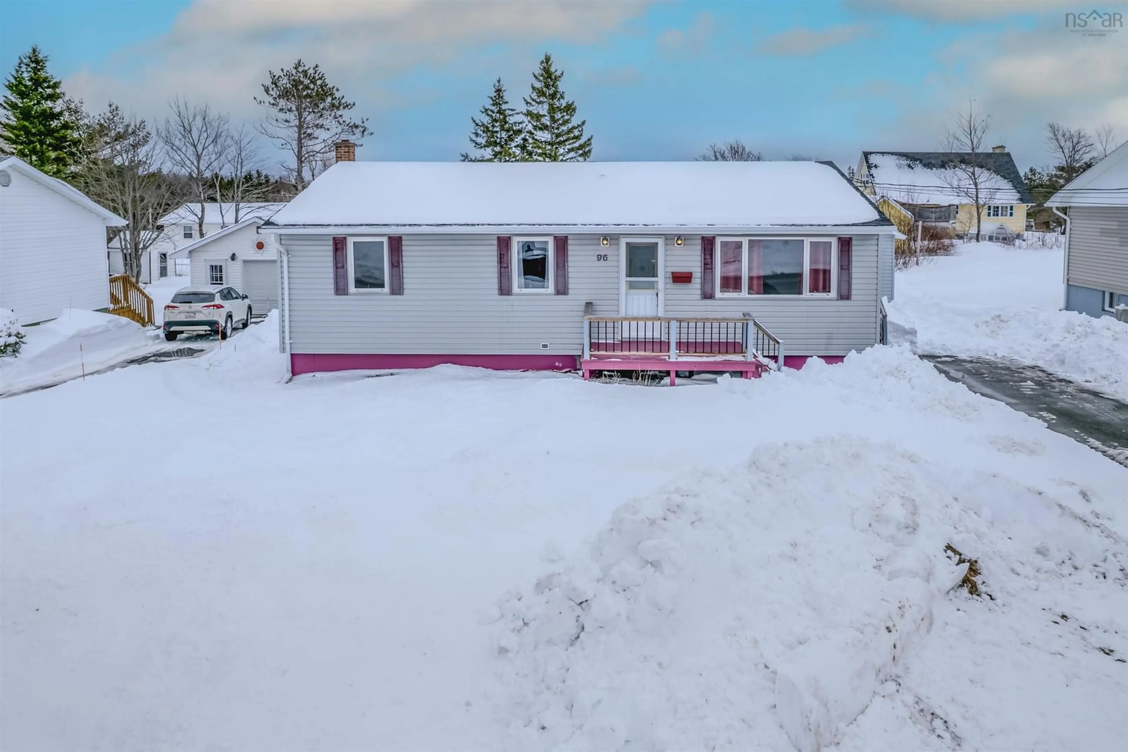 A pic from outside/outdoor area/front of a property/back of a property/a pic from drone, street for 96 Duffell Drive, Mira Road Nova Scotia B1P 3G9