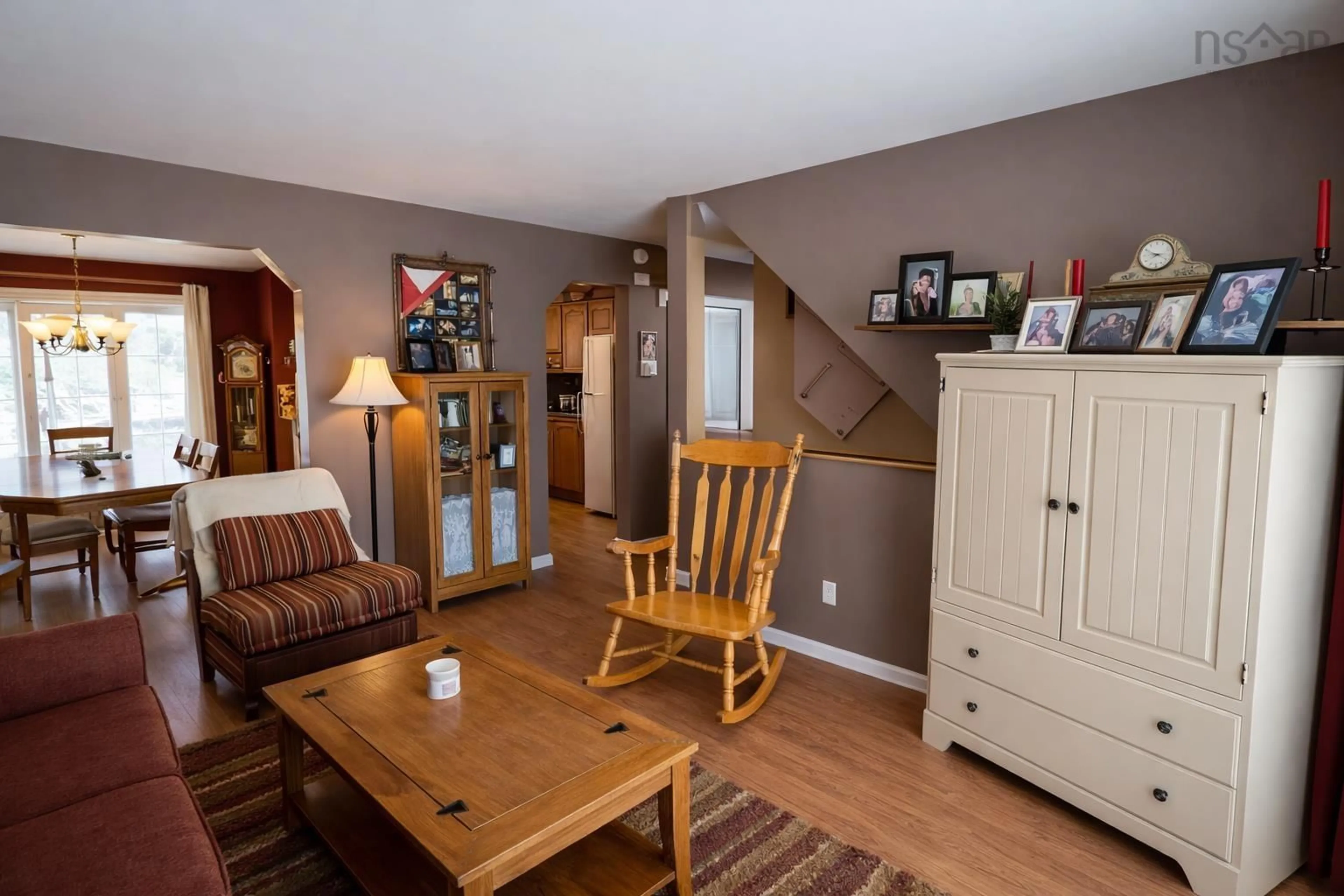 Living room with furniture, wood/laminate floor for 76 Rosewood Lane, Eastern Passage Nova Scotia B3G 1B3