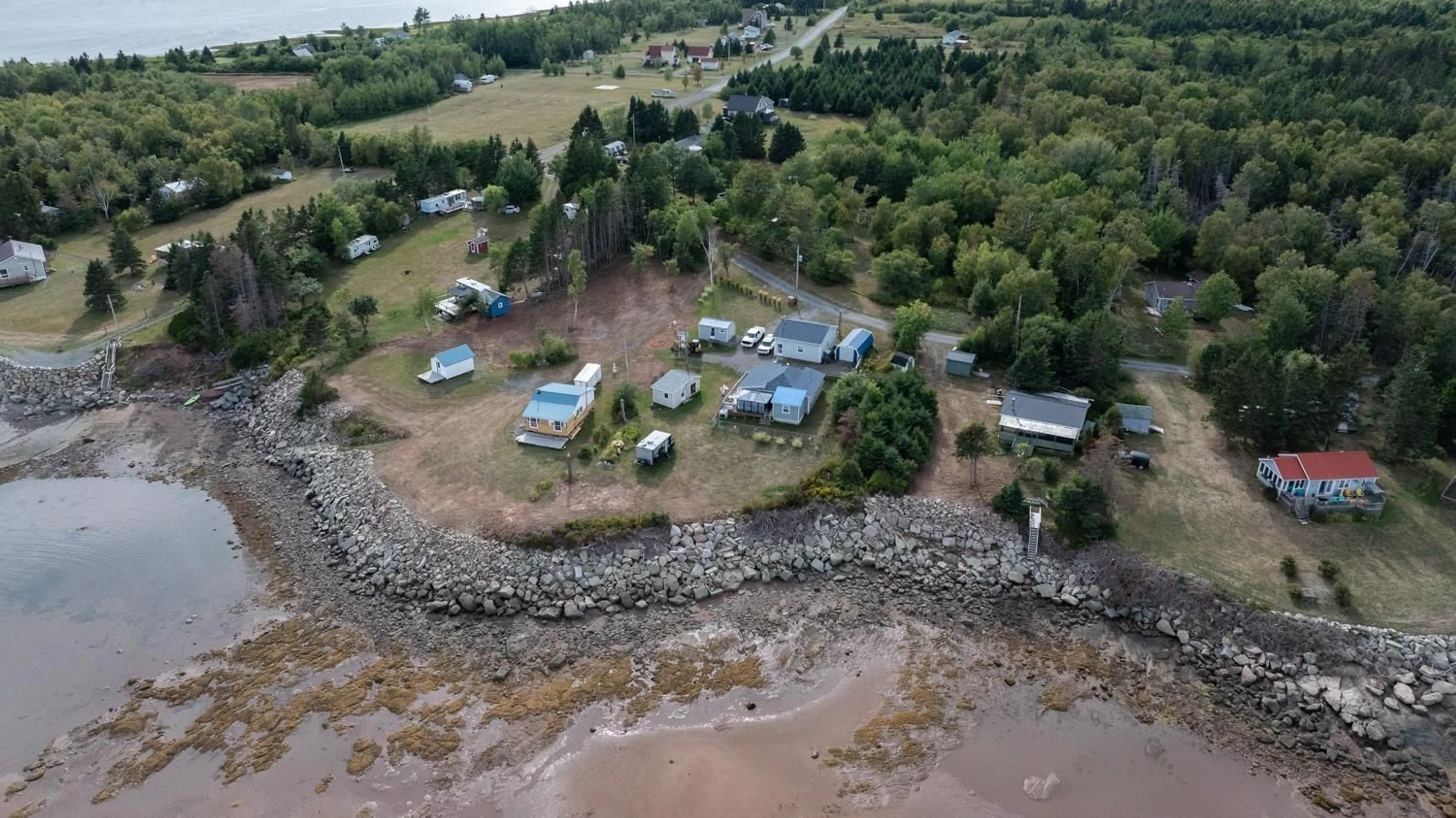 A pic from outside/outdoor area/front of a property/back of a property/a pic from drone, water/lake/river/ocean view for 402 Smith Point Rd, Fox Harbour Nova Scotia B0K 1Y0