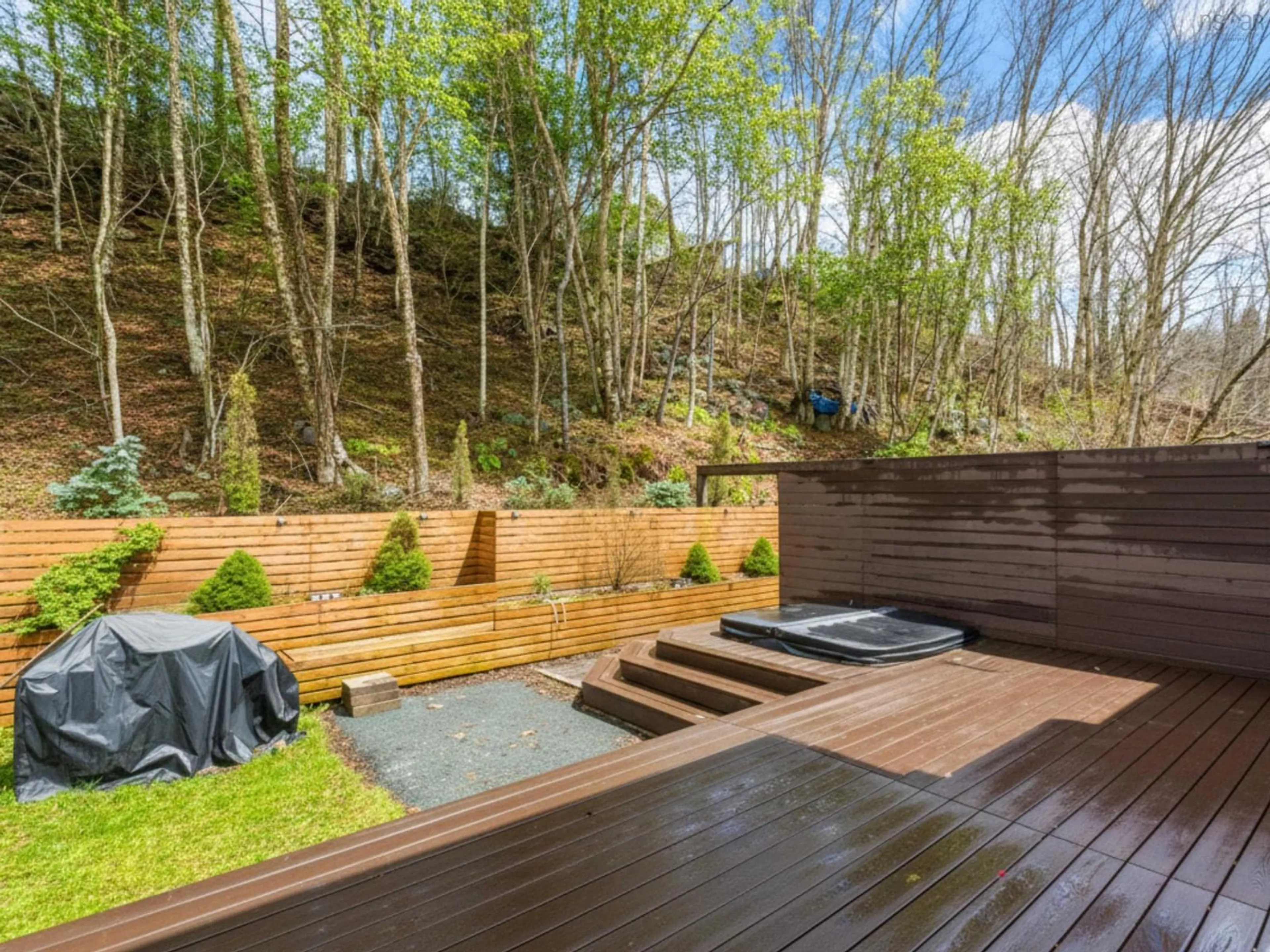 Patio, forest/trees view for 8 & 10 Sailboat Lane, Halifax Nova Scotia B4A 3Z5