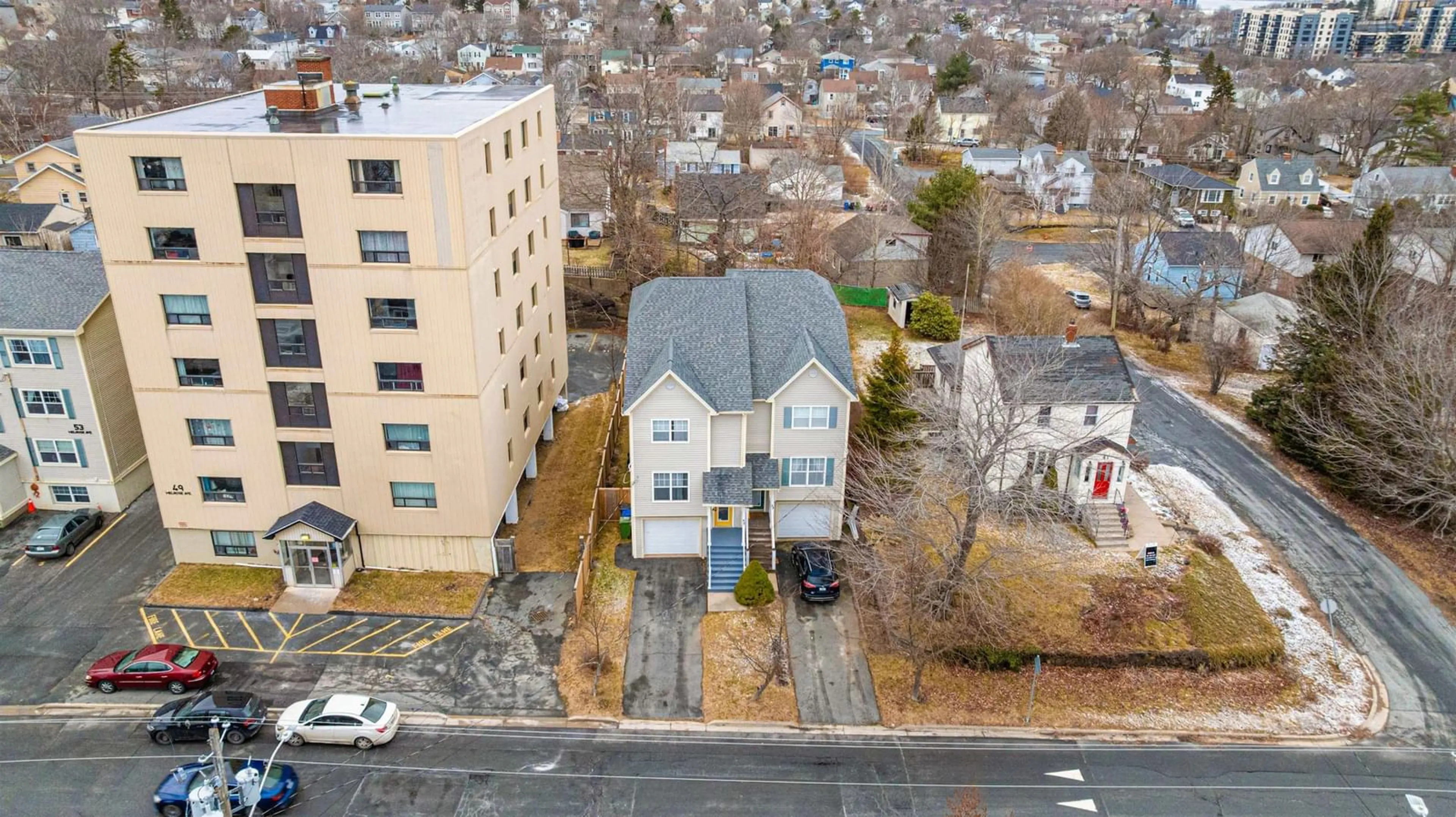A pic from outside/outdoor area/front of a property/back of a property/a pic from drone, city buildings view from balcony for 45 Melrose Ave, Halifax Nova Scotia B3N 2E5