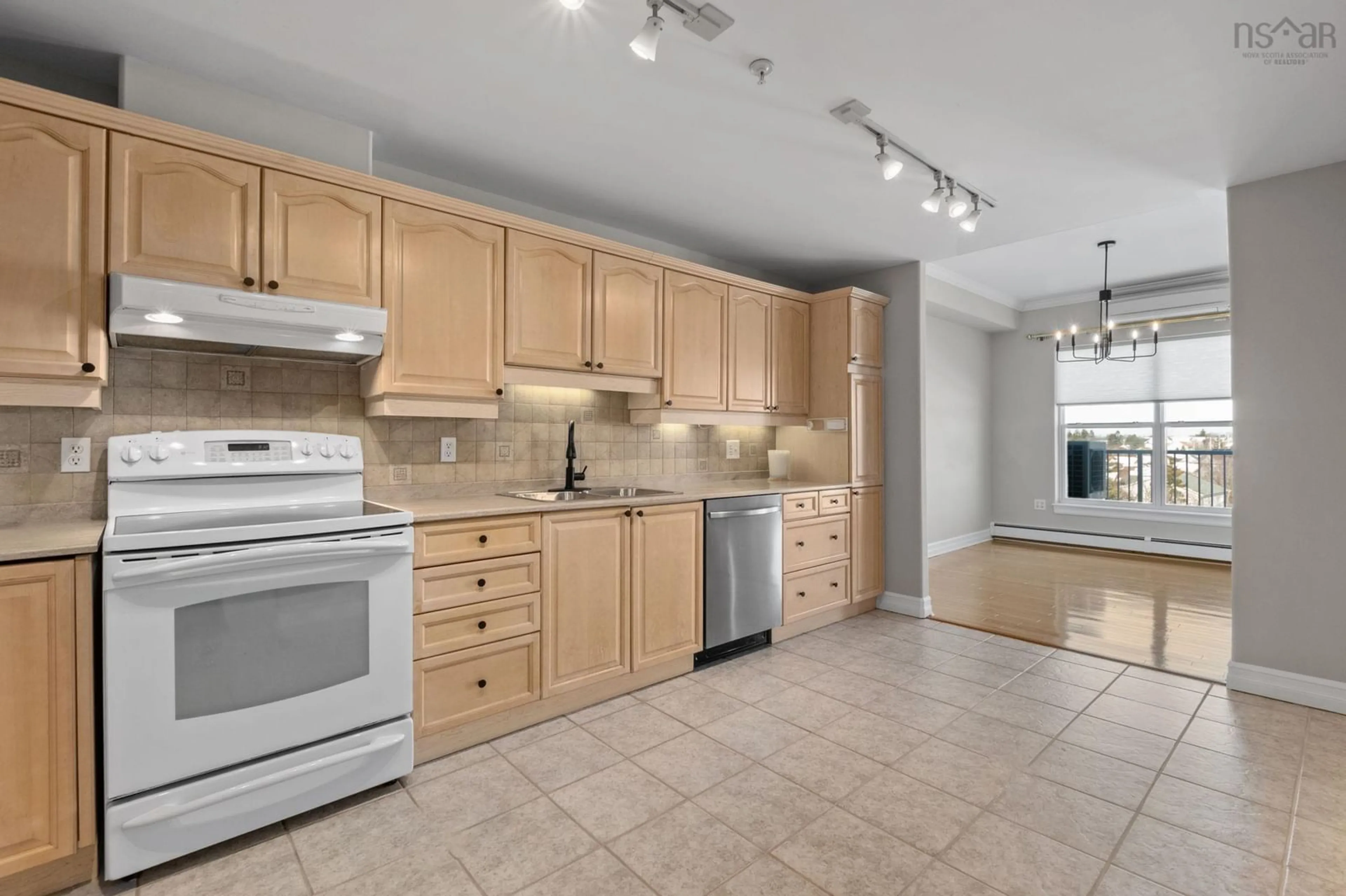 Open concept kitchen, ceramic/tile floor for 503-429 Parkland Drive, Halifax Nova Scotia B4A 4L9