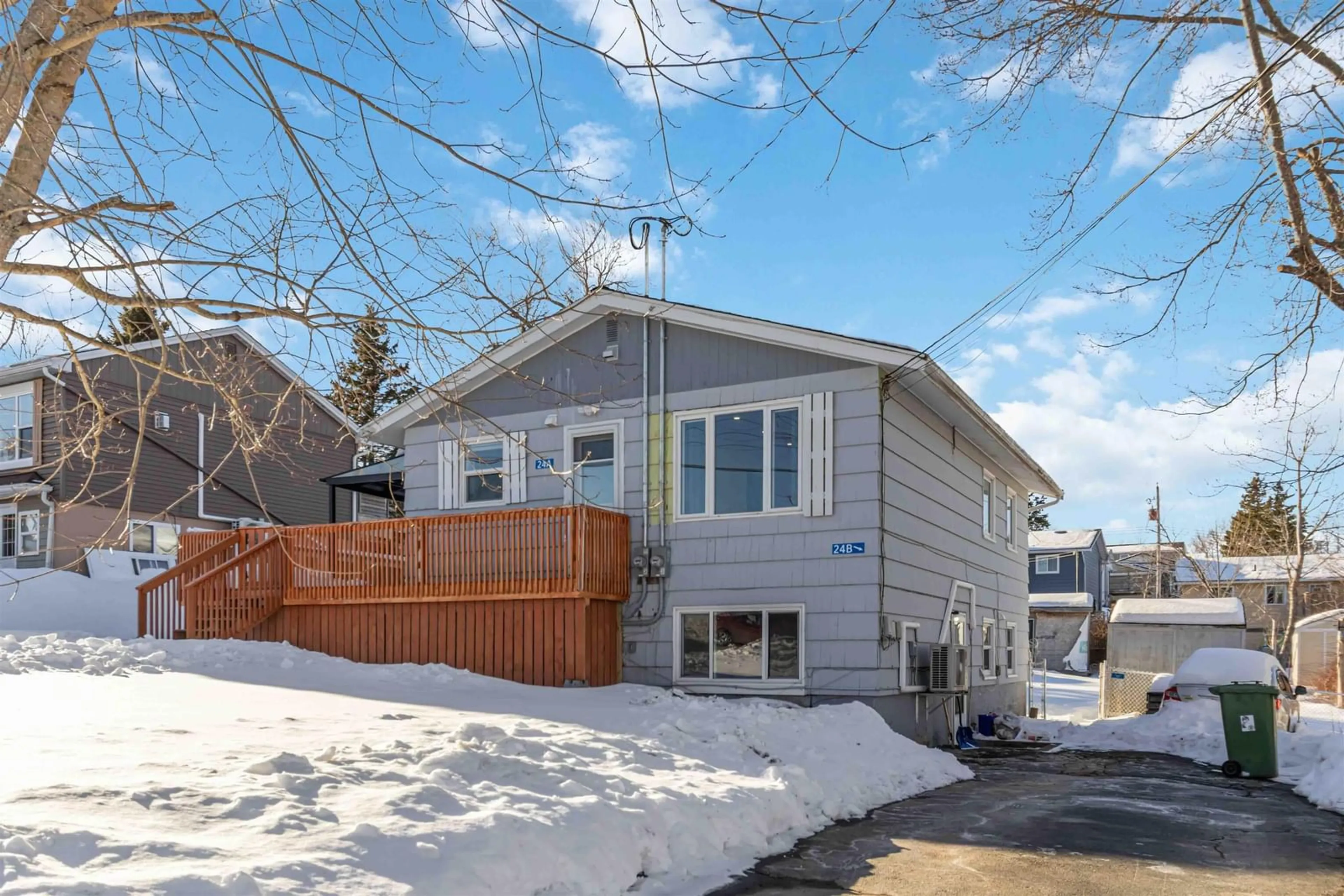 Home with vinyl exterior material, street for 24 Laurie Drive, Lower Sackville Nova Scotia B4E 1G2