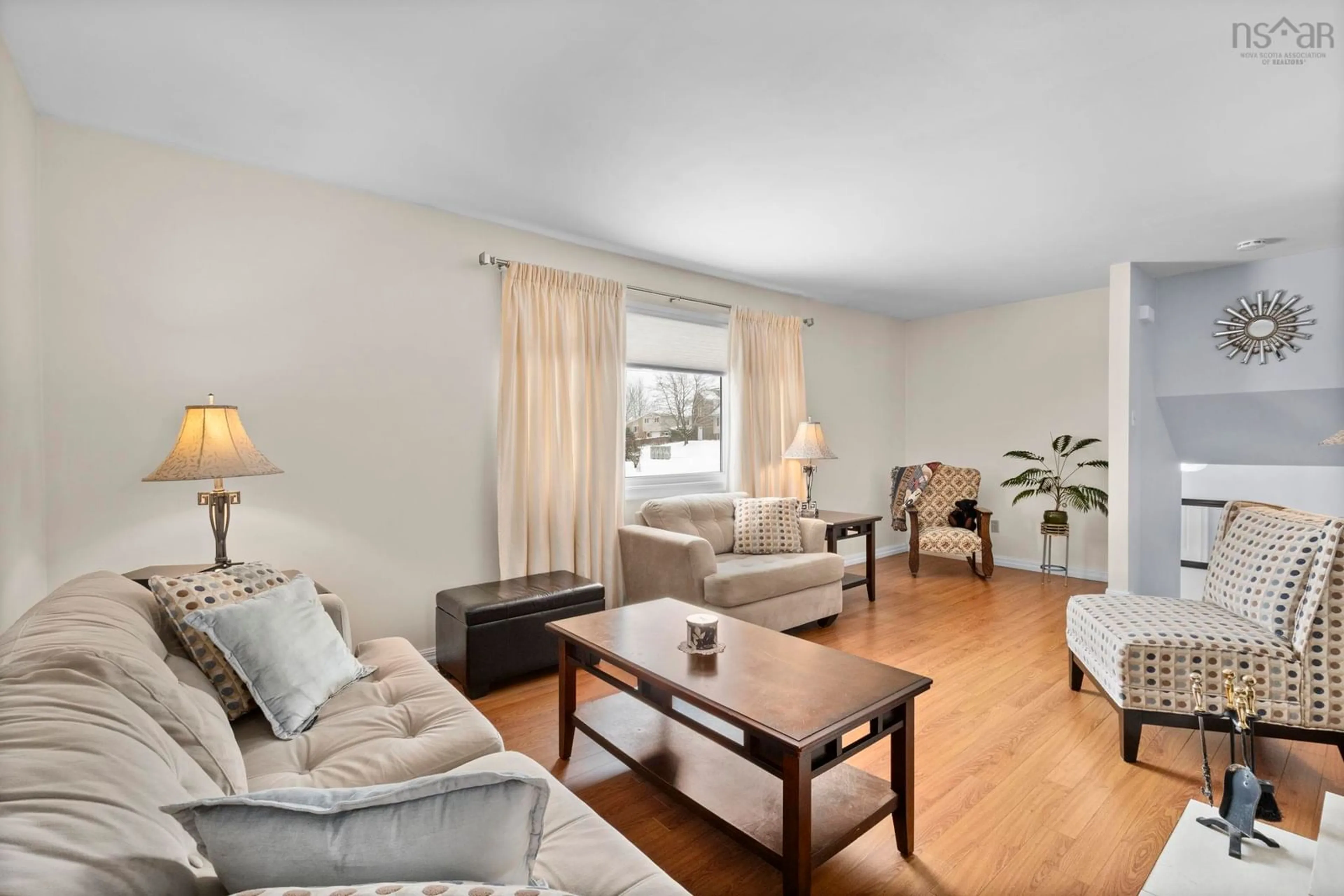 Living room with furniture, wood/laminate floor for 46 Boling Green Cres, Cole Harbour Nova Scotia B2V 1J8