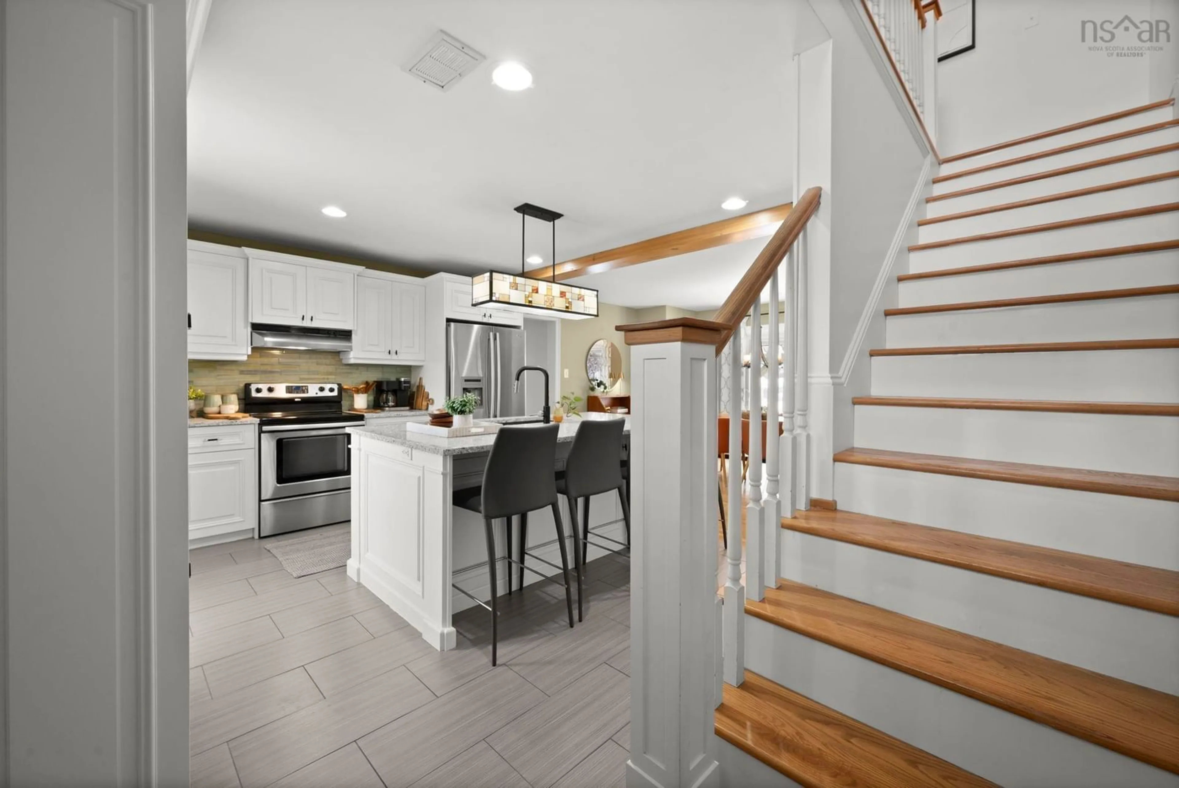 Open concept kitchen, ceramic/tile floor for 39 Stirling Ave, Wolfville Nova Scotia B4P 2N3