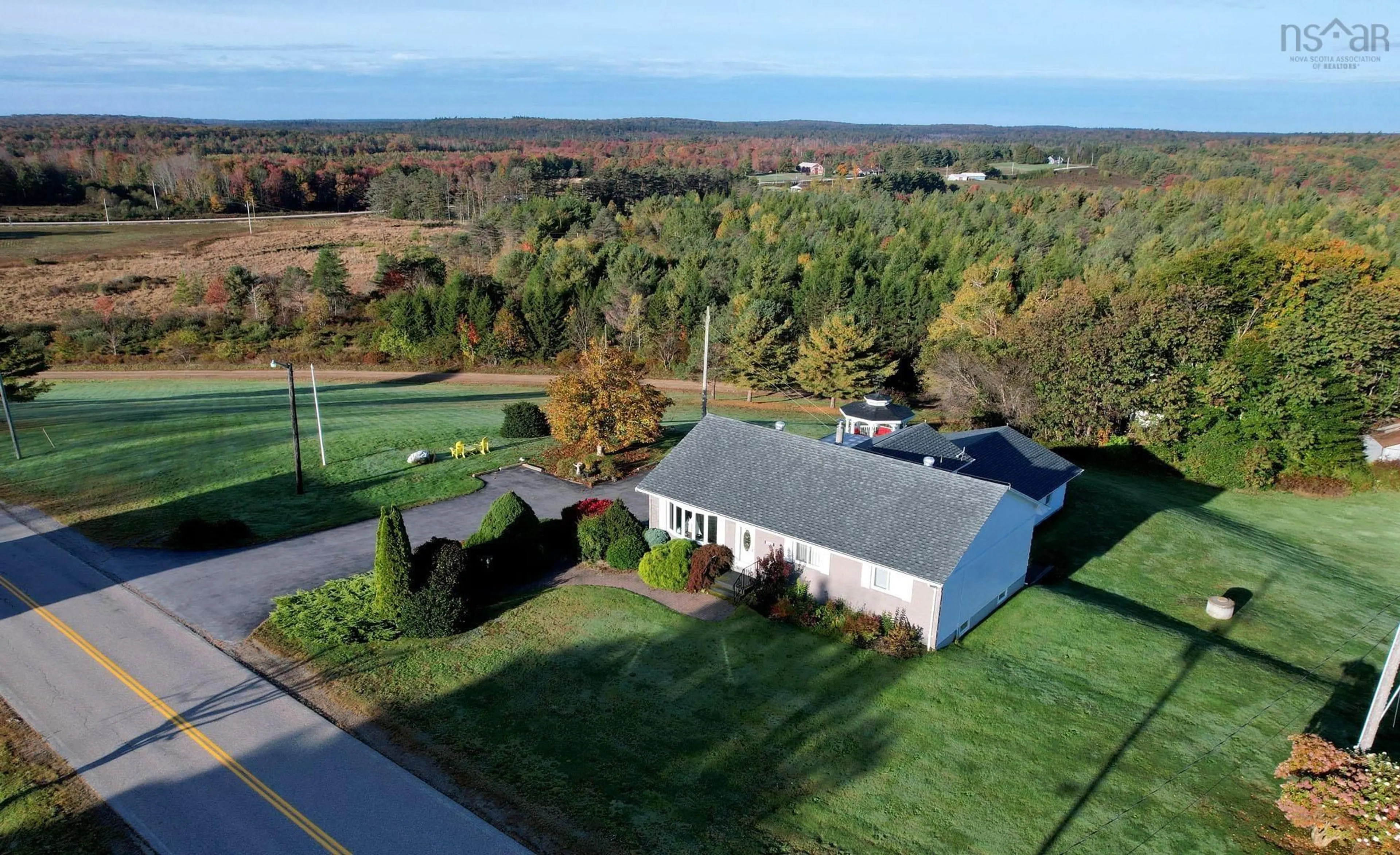 A pic from outside/outdoor area/front of a property/back of a property/a pic from drone, water/lake/river/ocean view for 2865 Highway 340, Corberrie Nova Scotia B0W 3T0