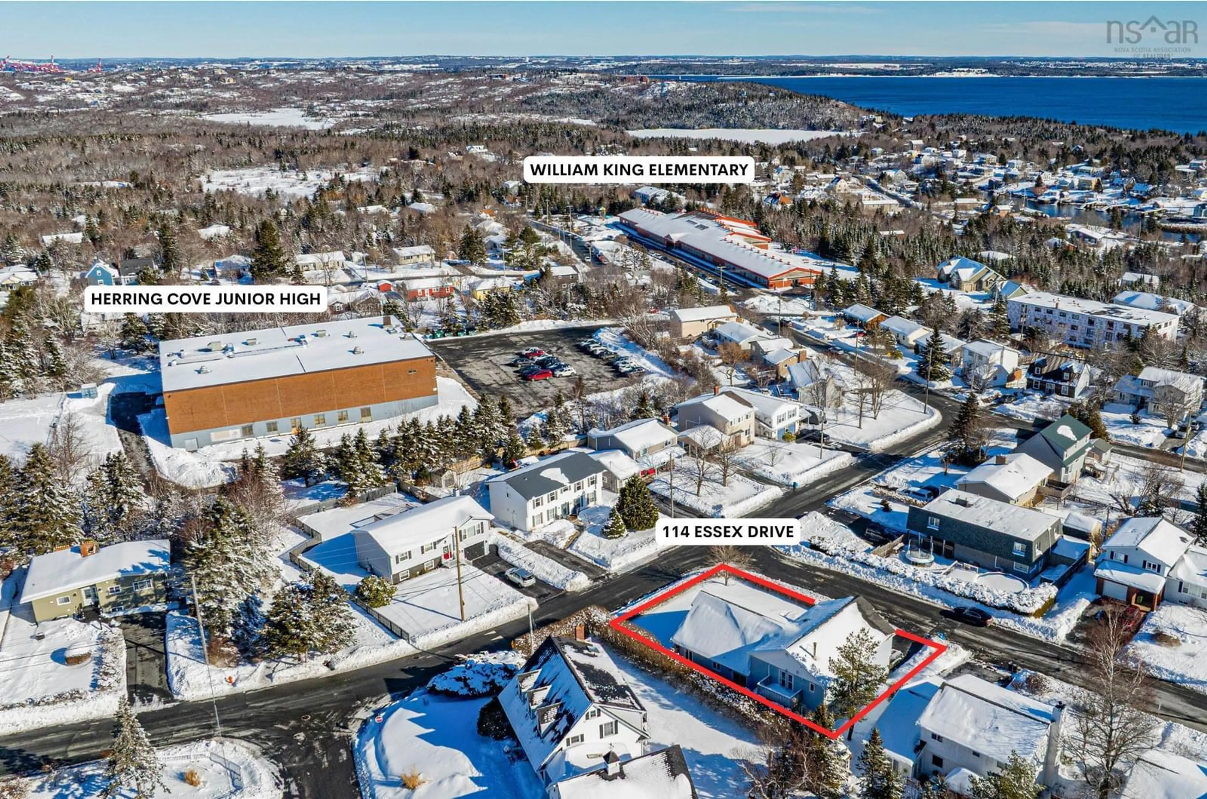 A pic from outside/outdoor area/front of a property/back of a property/a pic from drone, street for 114 Essex Dr, Herring Cove Nova Scotia B3V 1H9