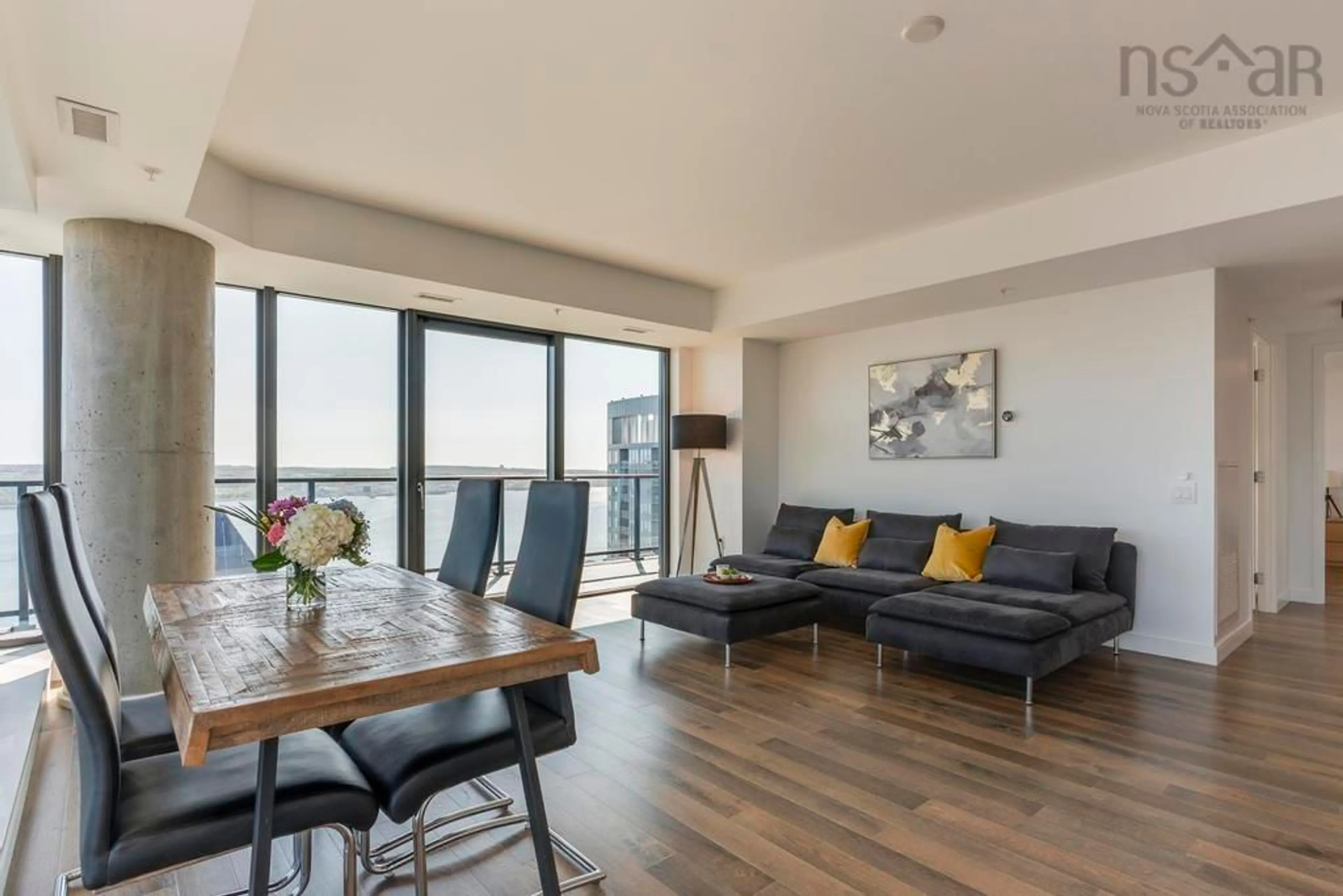 Living room with furniture, wood/laminate floor for 1650 Granville St #1903, Halifax Nova Scotia B3J 0E1