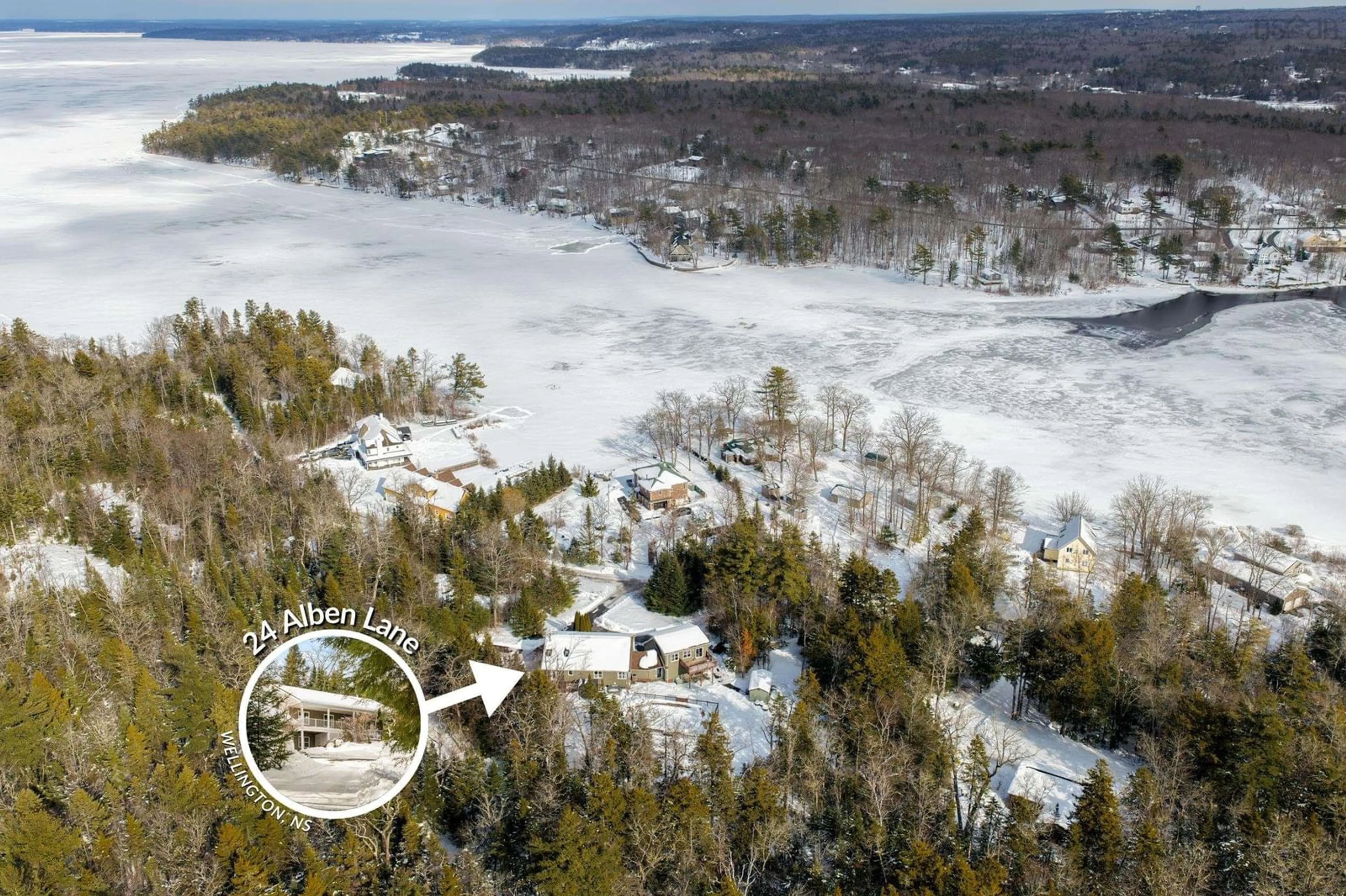 A pic from outside/outdoor area/front of a property/back of a property/a pic from drone, water/lake/river/ocean view for 24 Alben Lane, Wellington Nova Scotia B2T 1A2