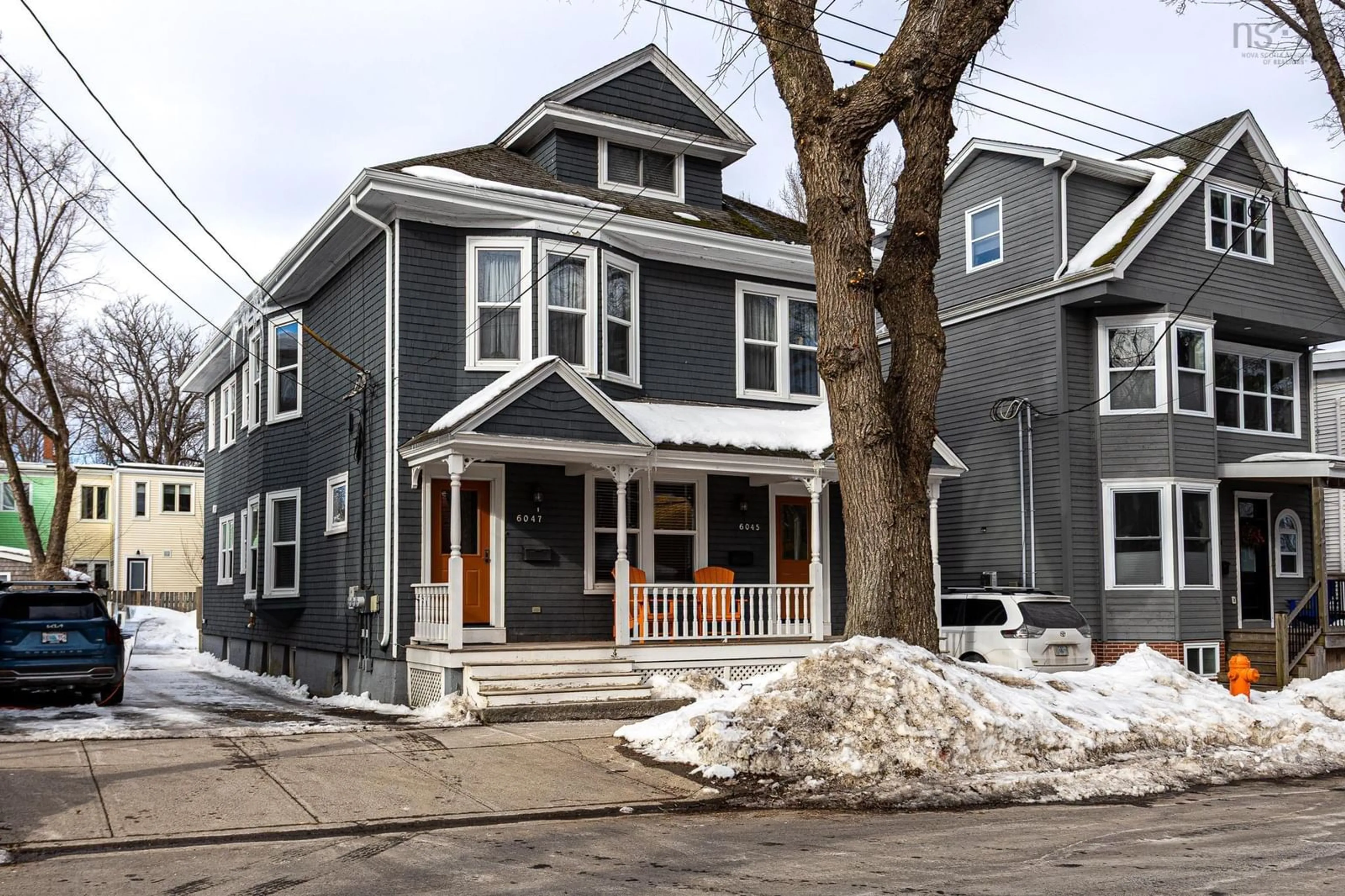 Home with vinyl exterior material, street for 6045/6047 Williams St, Halifax Nova Scotia B3K 1G1