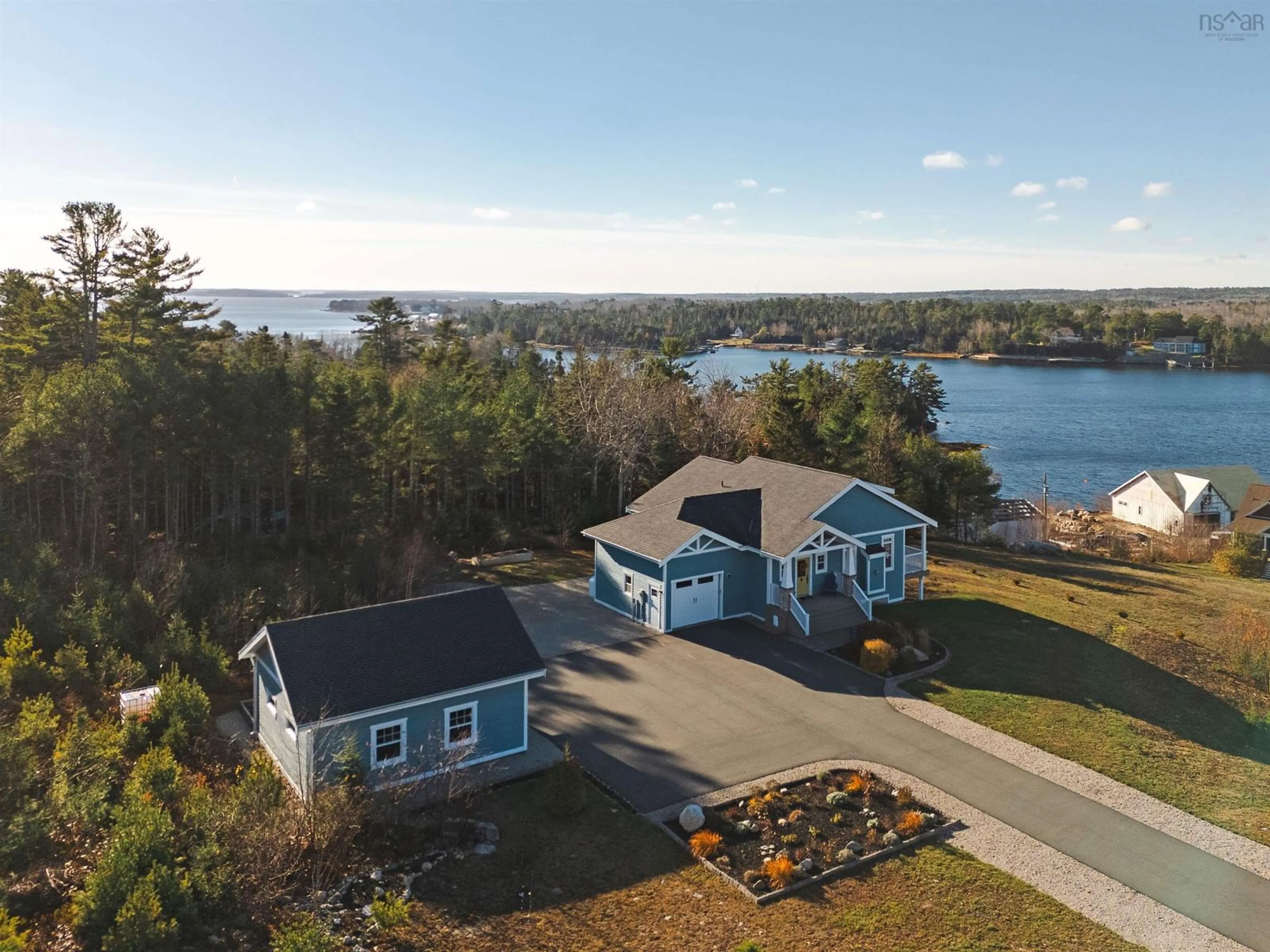 A pic from outside/outdoor area/front of a property/back of a property/a pic from drone, water/lake/river/ocean view for 67 Skipper Hill Dr, Chester Basin Nova Scotia B0J 1K0