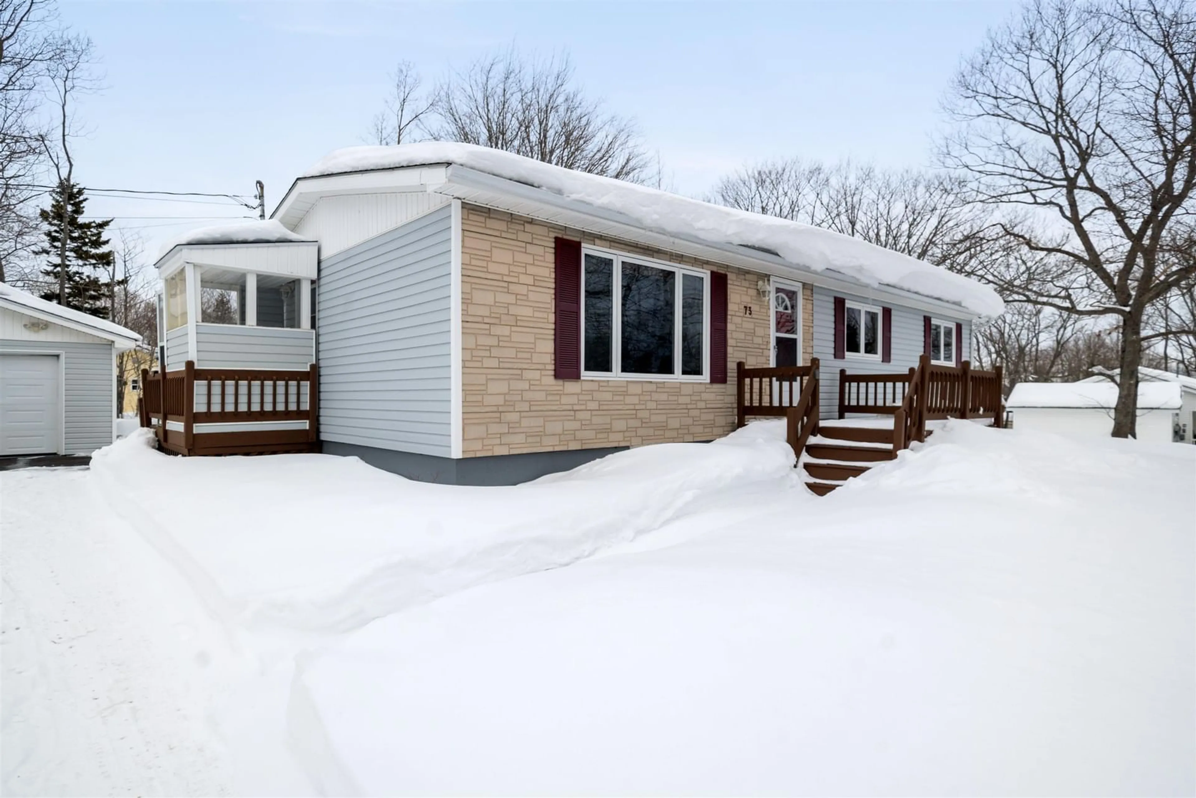 Home with vinyl exterior material, street for 73 Westview Dr, Mount William Nova Scotia B2H 5C6
