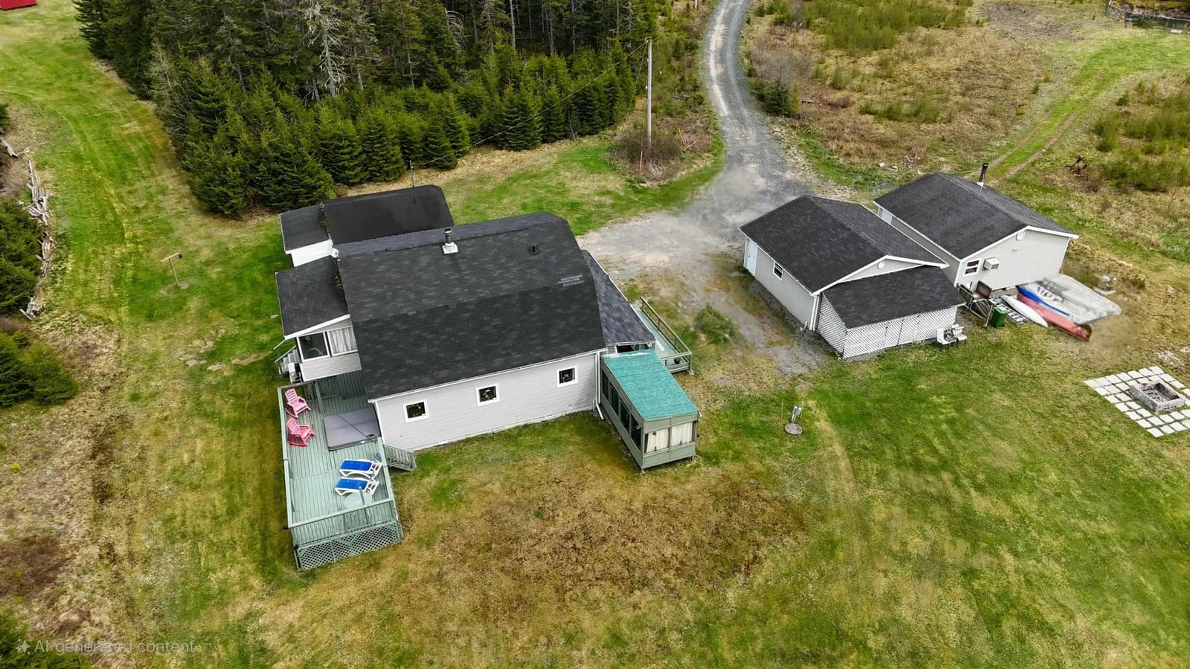 A pic from outside/outdoor area/front of a property/back of a property/a pic from drone, building for 1235 Loch Lomond Rd, Grand River Falls Nova Scotia B0E 1M0