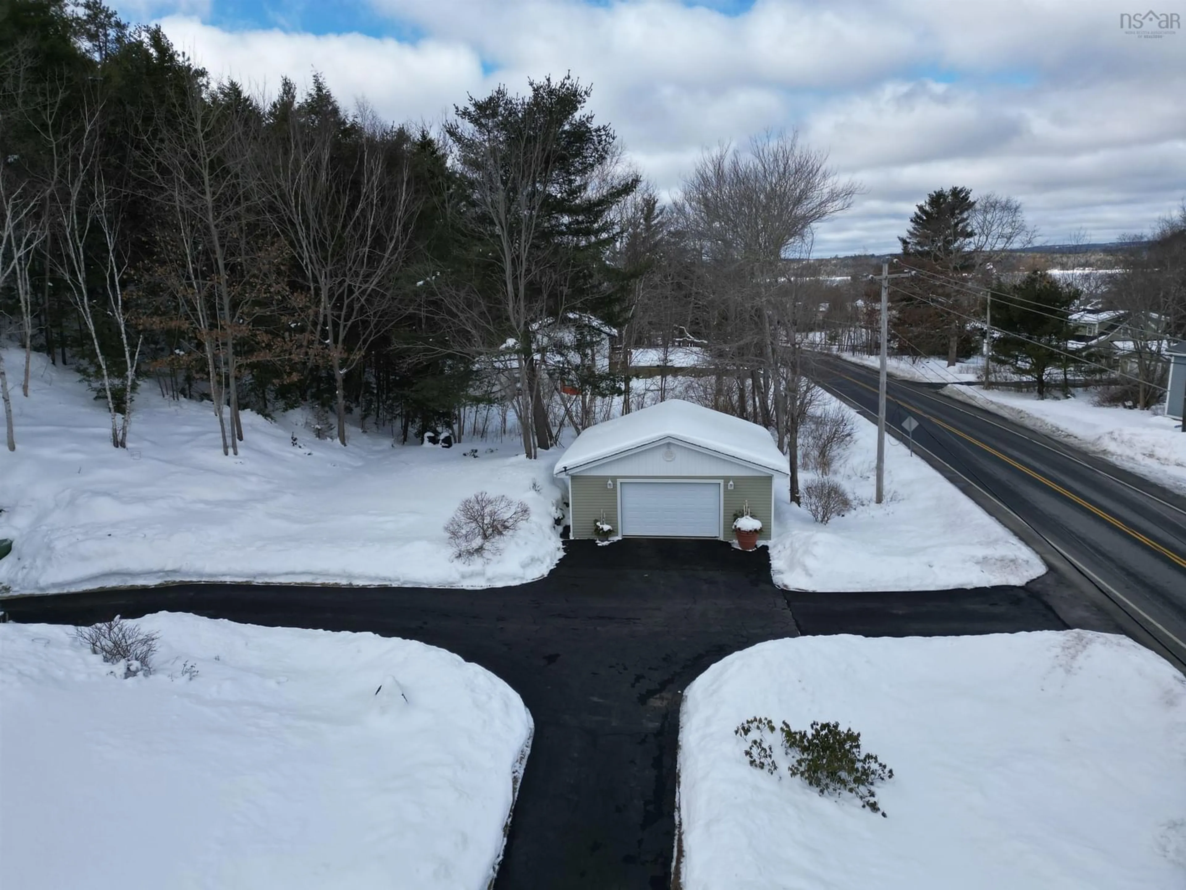 A pic from outside/outdoor area/front of a property/back of a property/a pic from drone, street for 5442 Highway 2, Grand Lake Nova Scotia B2T 1B4