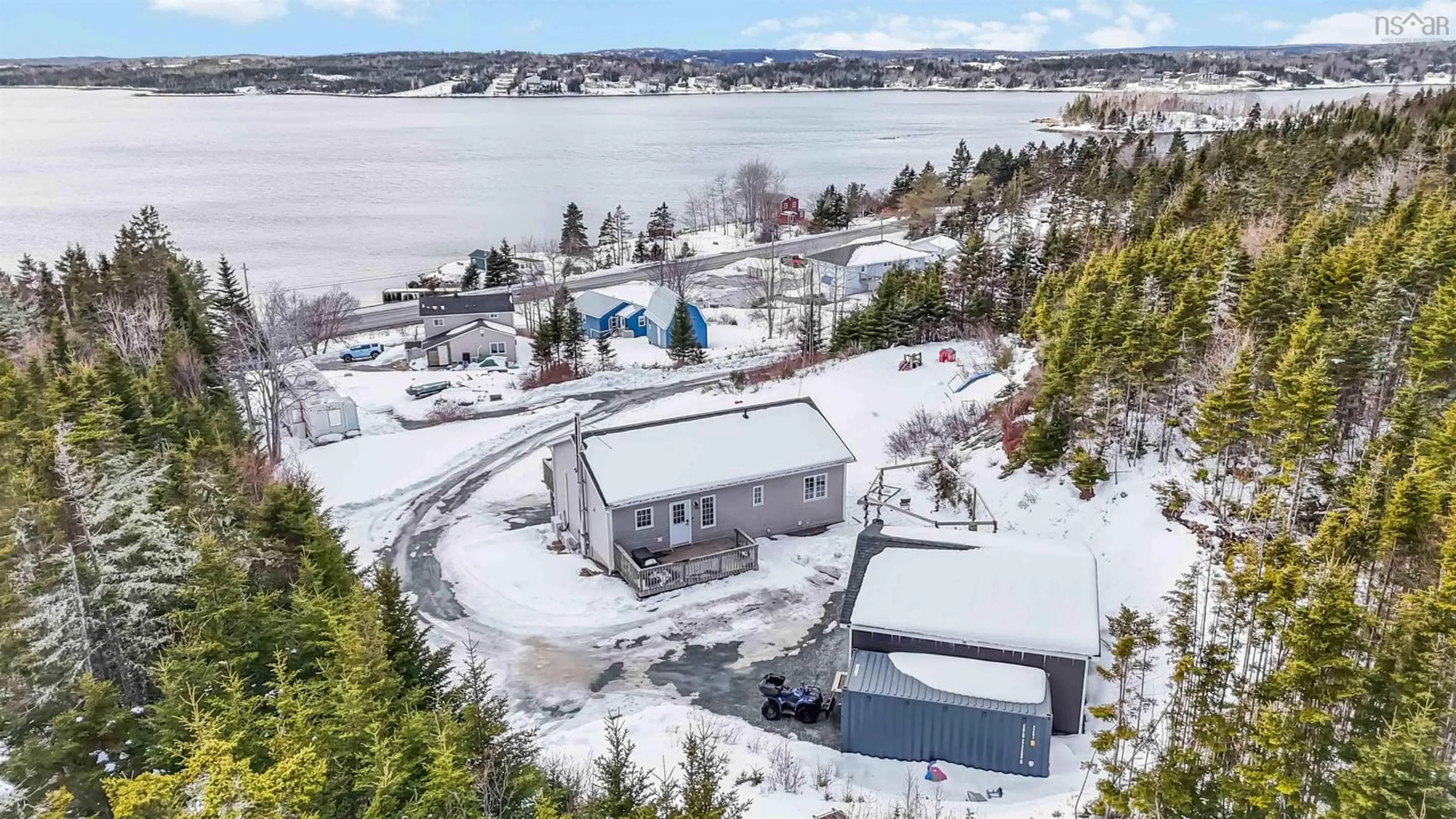 A pic from outside/outdoor area/front of a property/back of a property/a pic from drone, water/lake/river/ocean view for 17 Harbourview Inn Loop, Salmon River Bridge Nova Scotia B0J 1P0