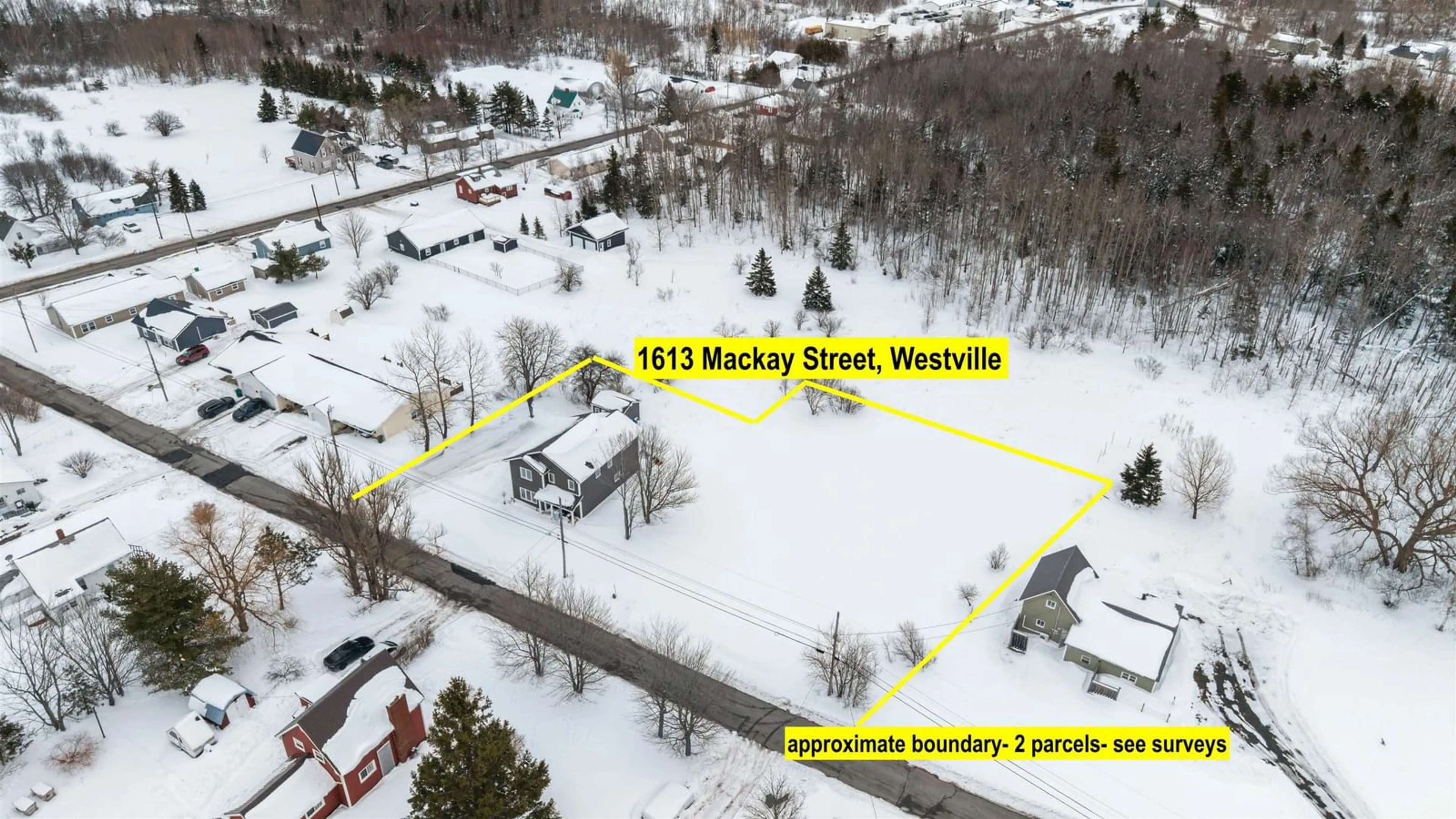 A pic from outside/outdoor area/front of a property/back of a property/a pic from drone, street for 1613 Mackay St, Westville Nova Scotia B0K 2A0