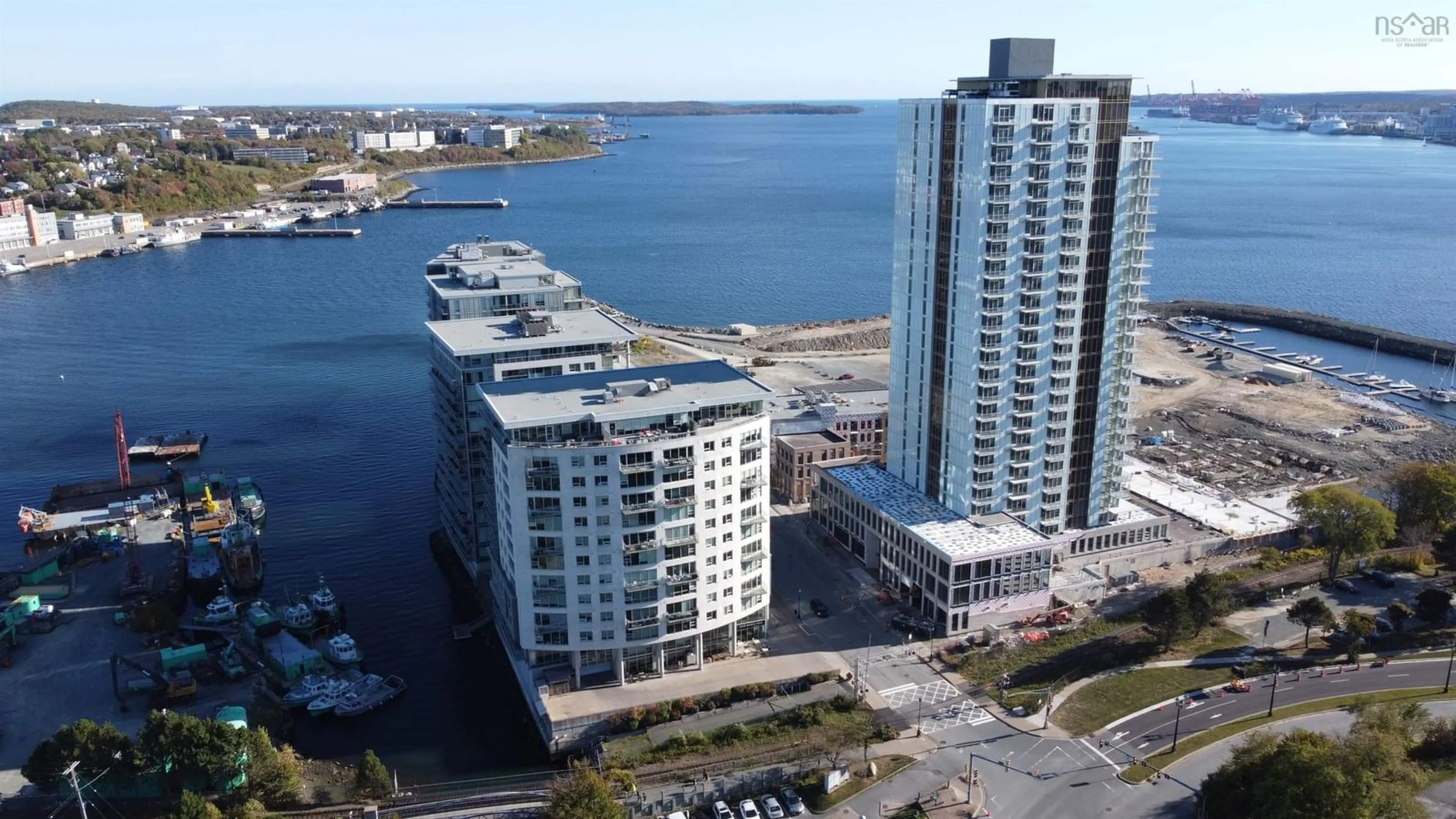 A pic from outside/outdoor area/front of a property/back of a property/a pic from drone, water/lake/river/ocean view for 15 Kings Wharf Pl #504, Dartmouth Nova Scotia B2Y 0C2