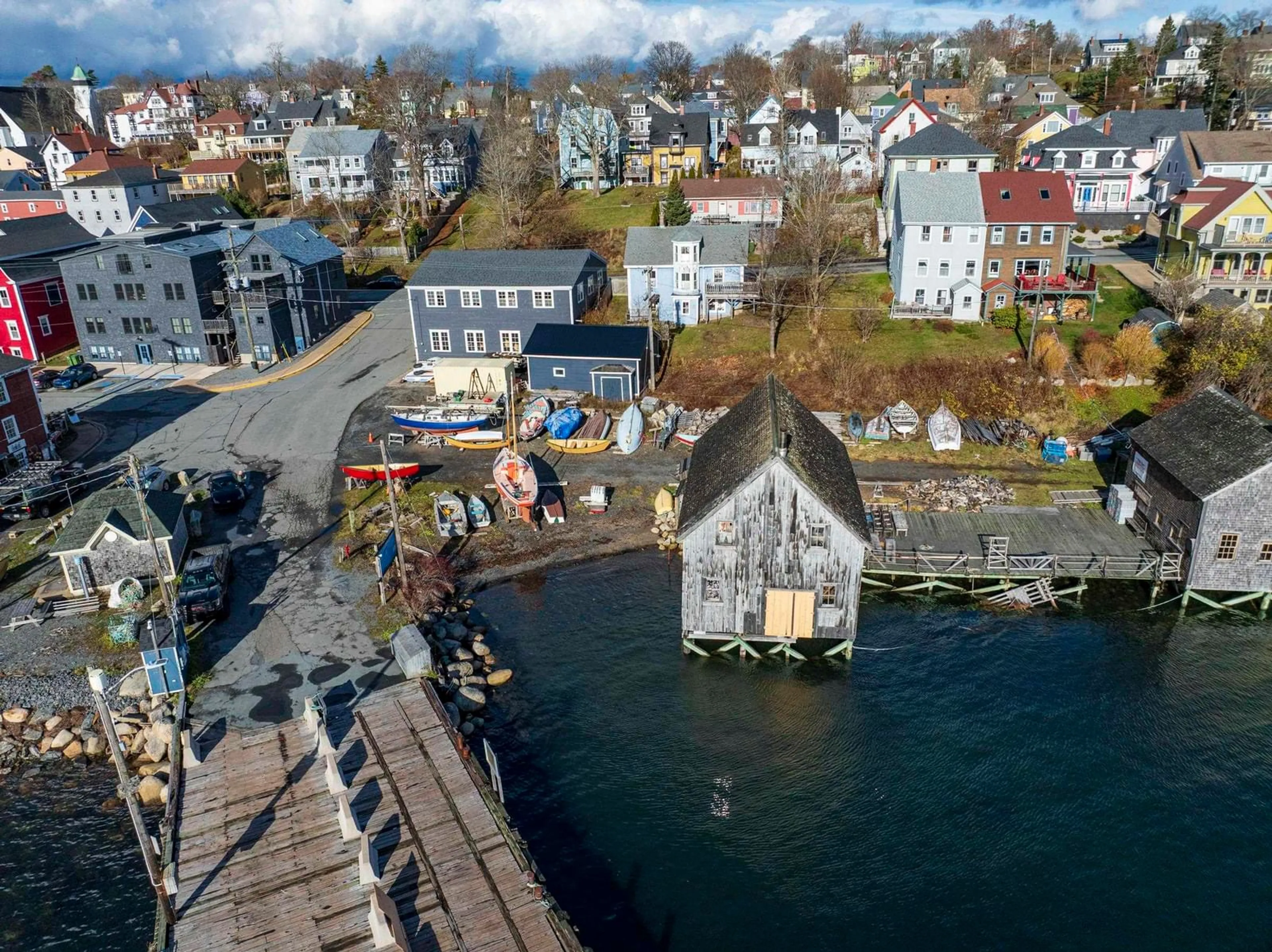 A pic from outside/outdoor area/front of a property/back of a property/a pic from drone, water/lake/river/ocean view for 200 Montague St, Lunenburg Nova Scotia B0J 2C0