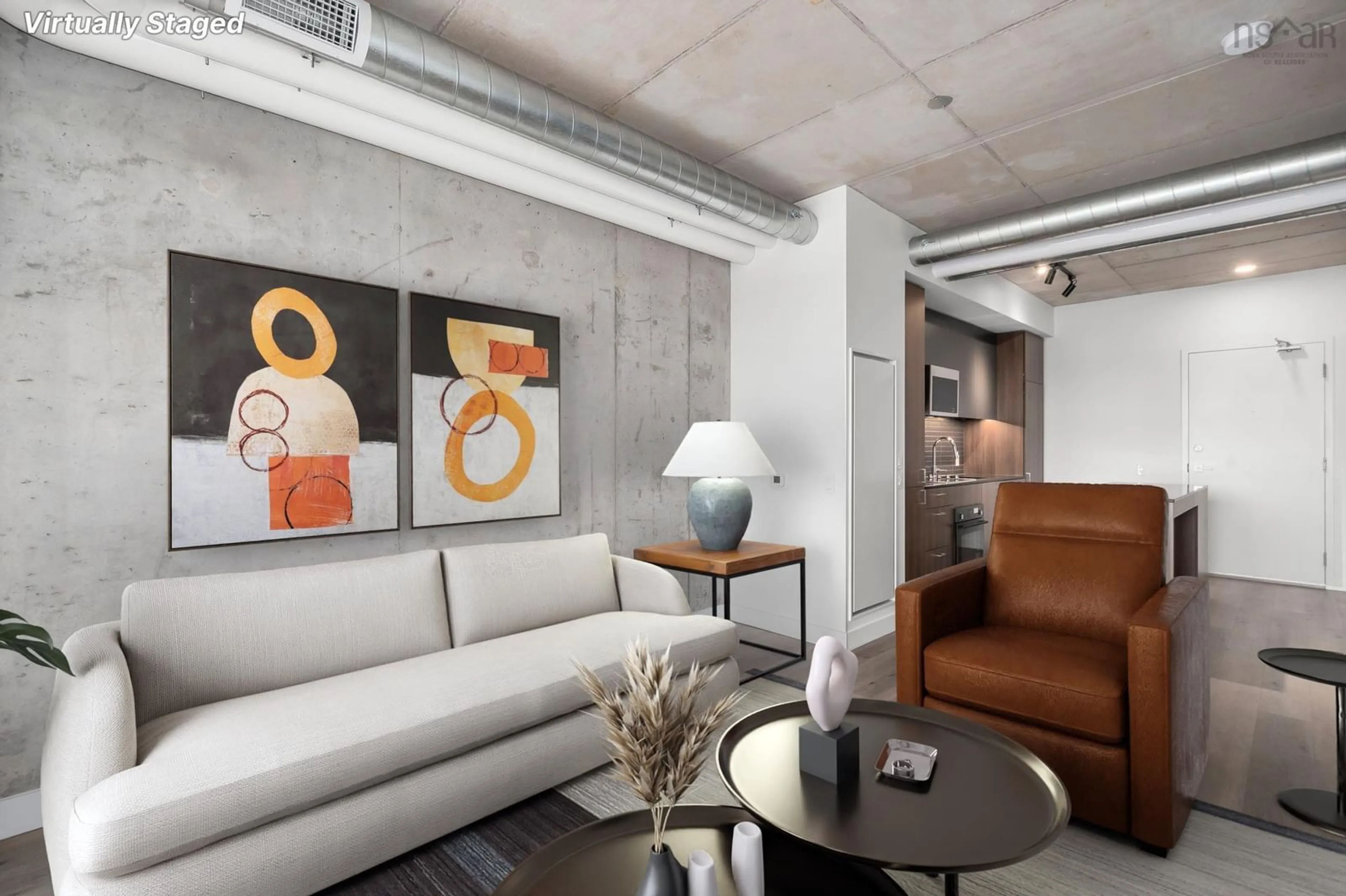 Living room with furniture, cement floor for 5511 Bilby St #608, Halifax Nova Scotia B3K 3E1