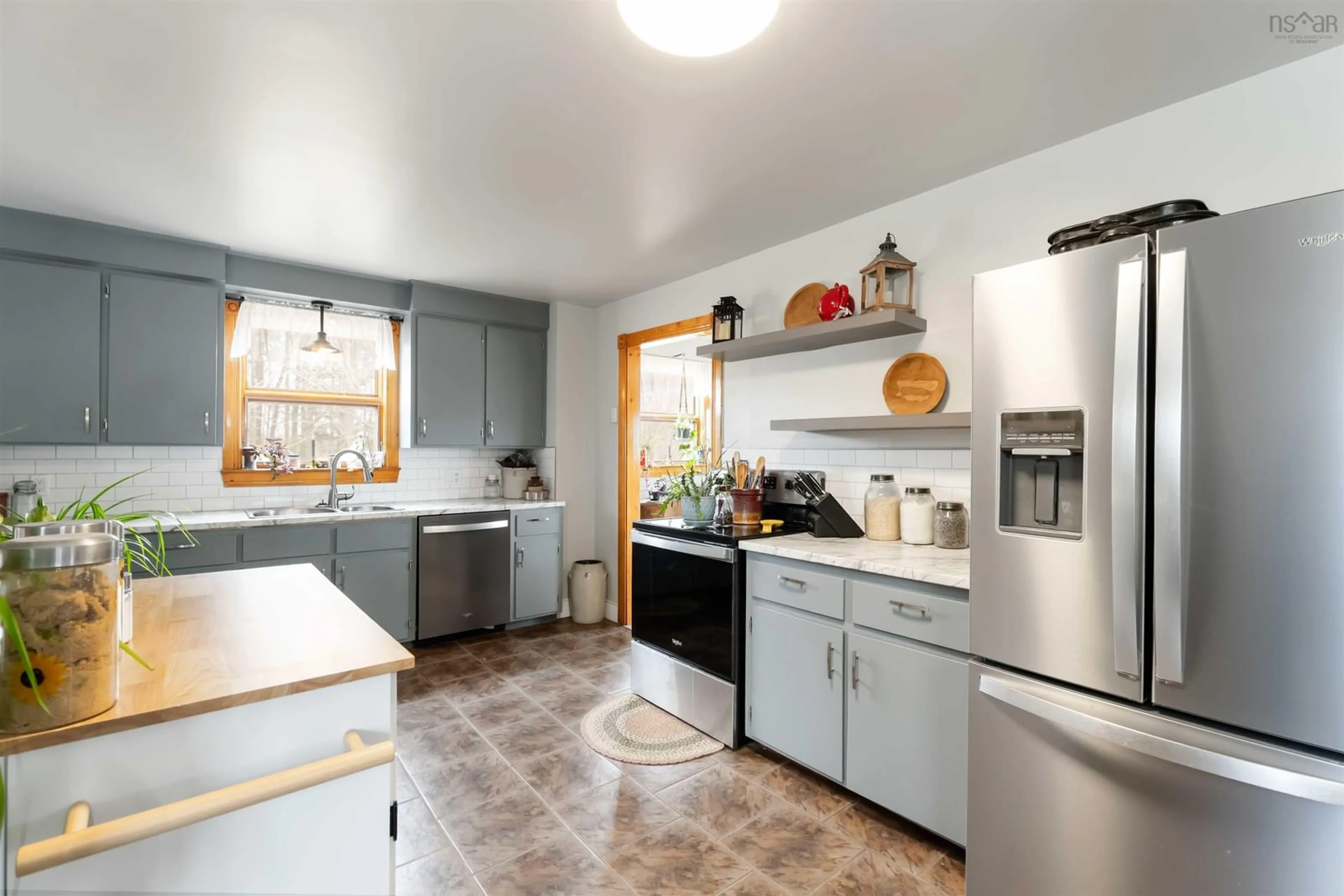 Open concept kitchen, ceramic/tile floor for 311 Morden Rd, Selfridge Corner Nova Scotia B0P 1C0