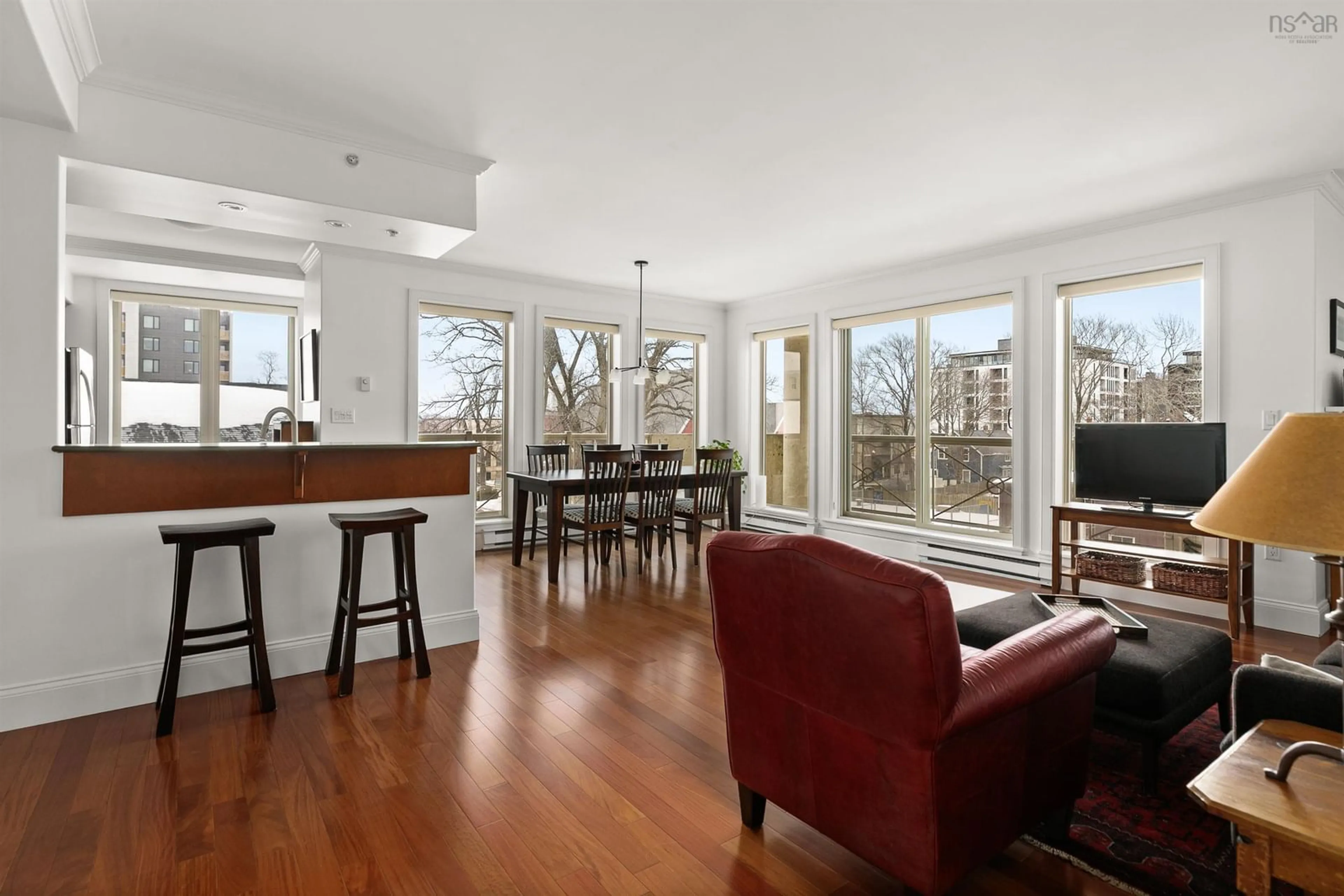Open concept kitchen, wood/laminate floor for 3051 Isleville St #303, North End Nova Scotia B3K 0C1