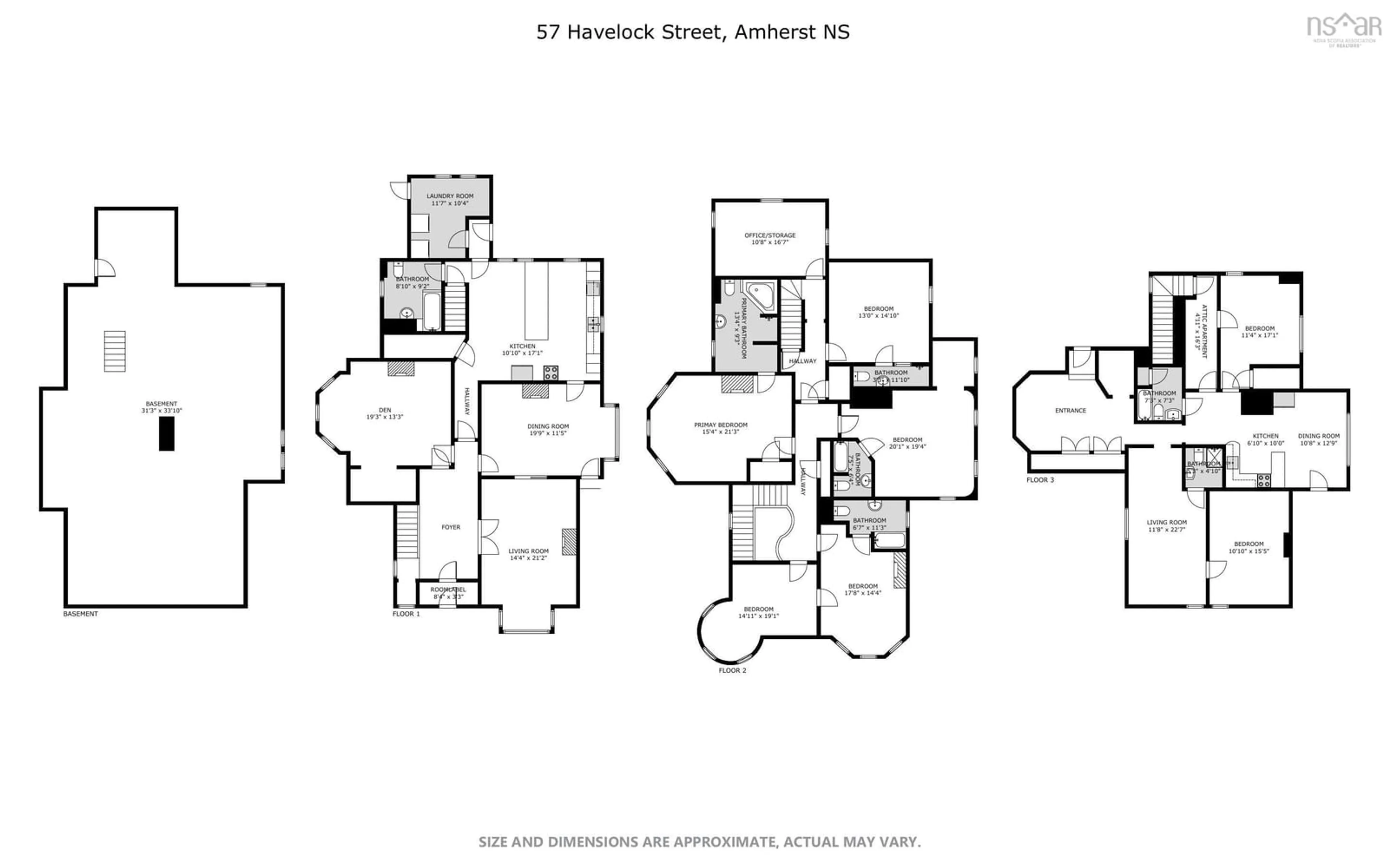 Floor plan for 57 Havelock St, Amherst Nova Scotia B4H 3J9