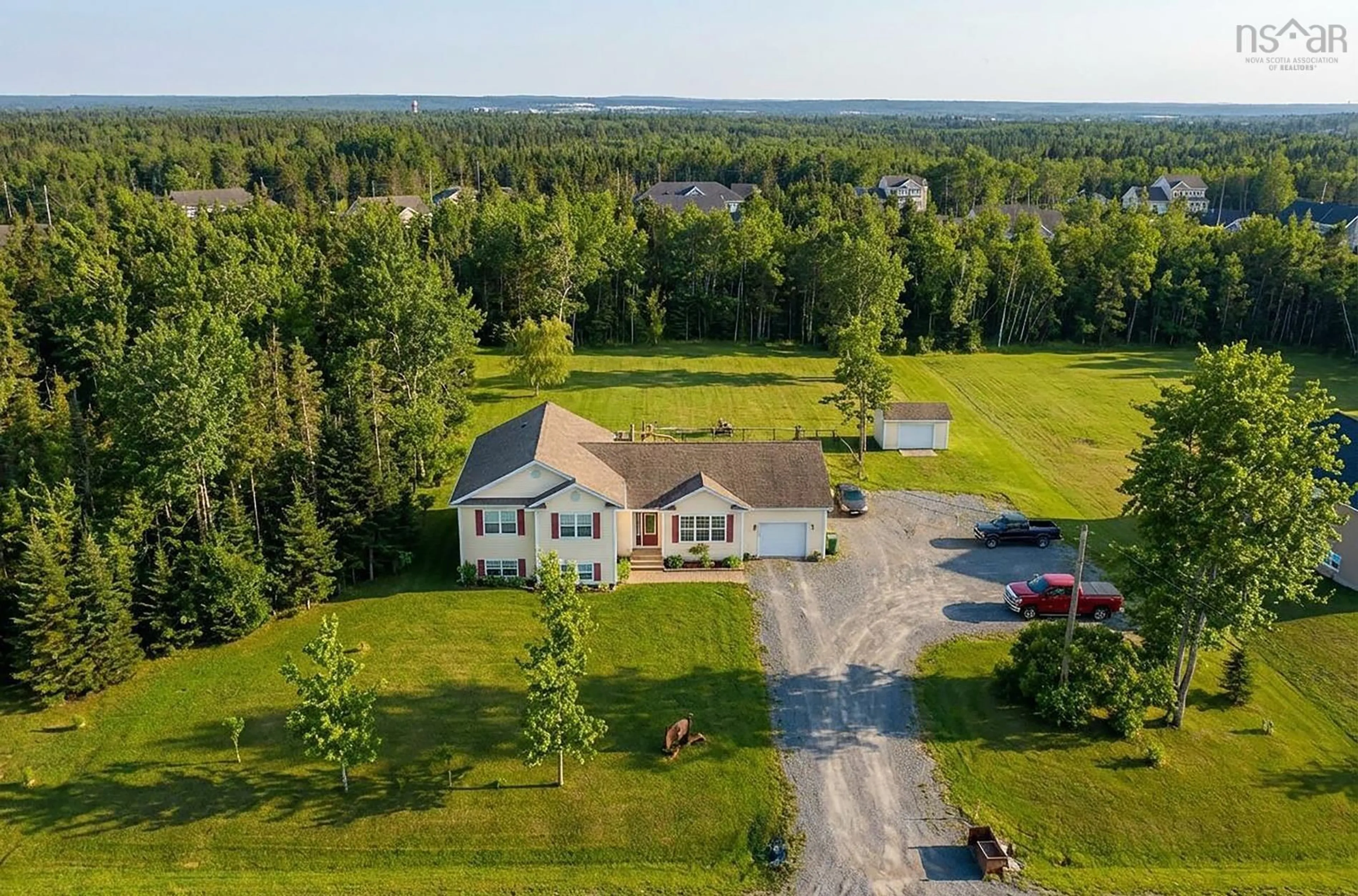 A pic from outside/outdoor area/front of a property/back of a property/a pic from drone, unknown for 110 Ridge Wood Crt, Belnan Nova Scotia B2S 0A8