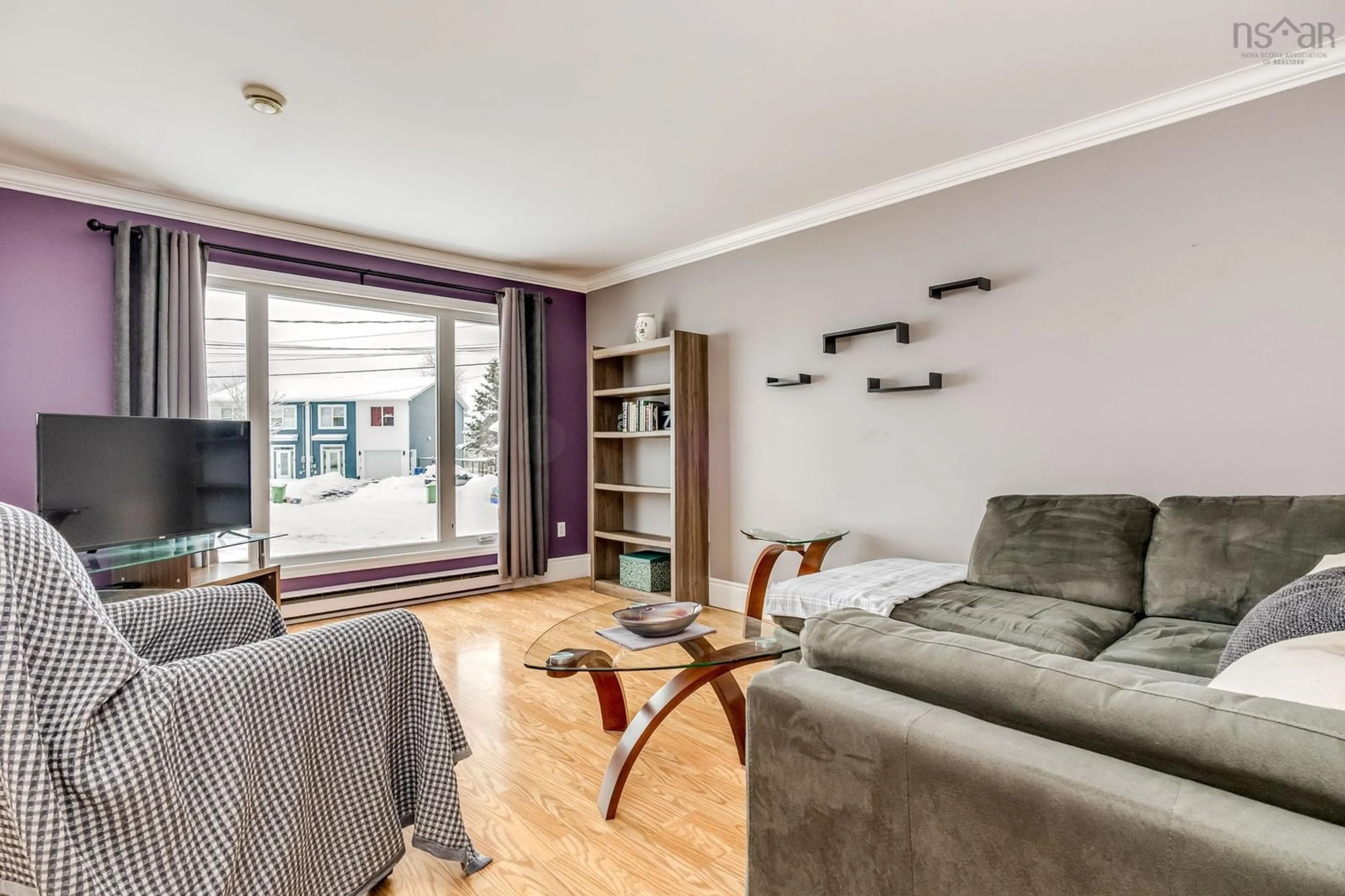 Living room with furniture, wood/laminate floor for 51 Contessa Crt, Lower Sackville Nova Scotia B4C 3W4