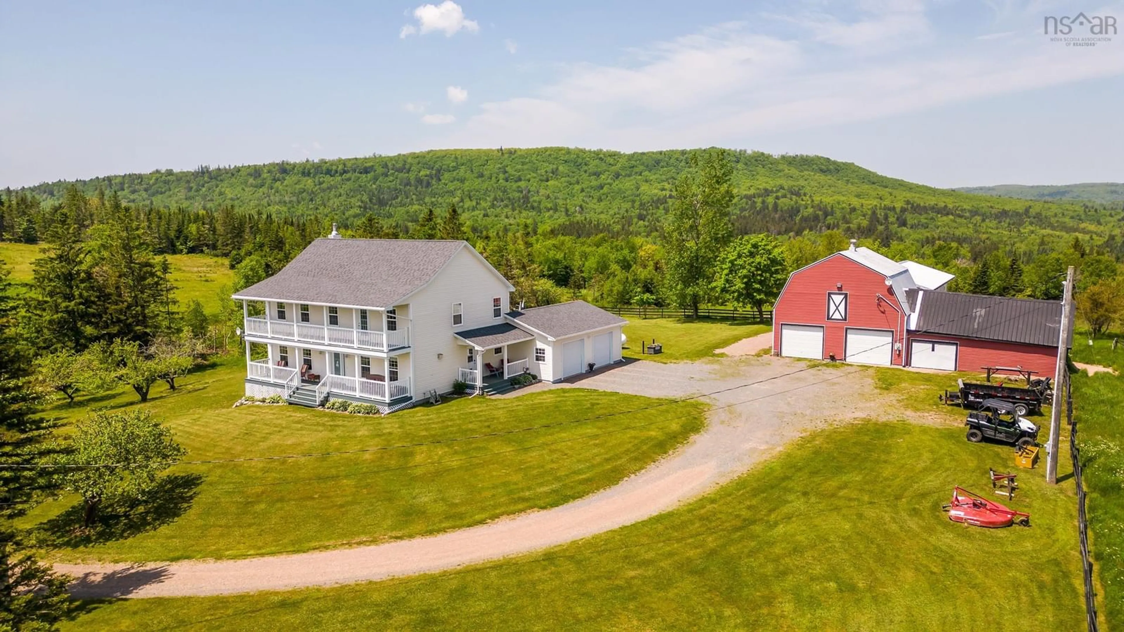 A pic from outside/outdoor area/front of a property/back of a property/a pic from drone, mountain view for 2569 Highway 2, Carrs Brook Nova Scotia B0M 1B0