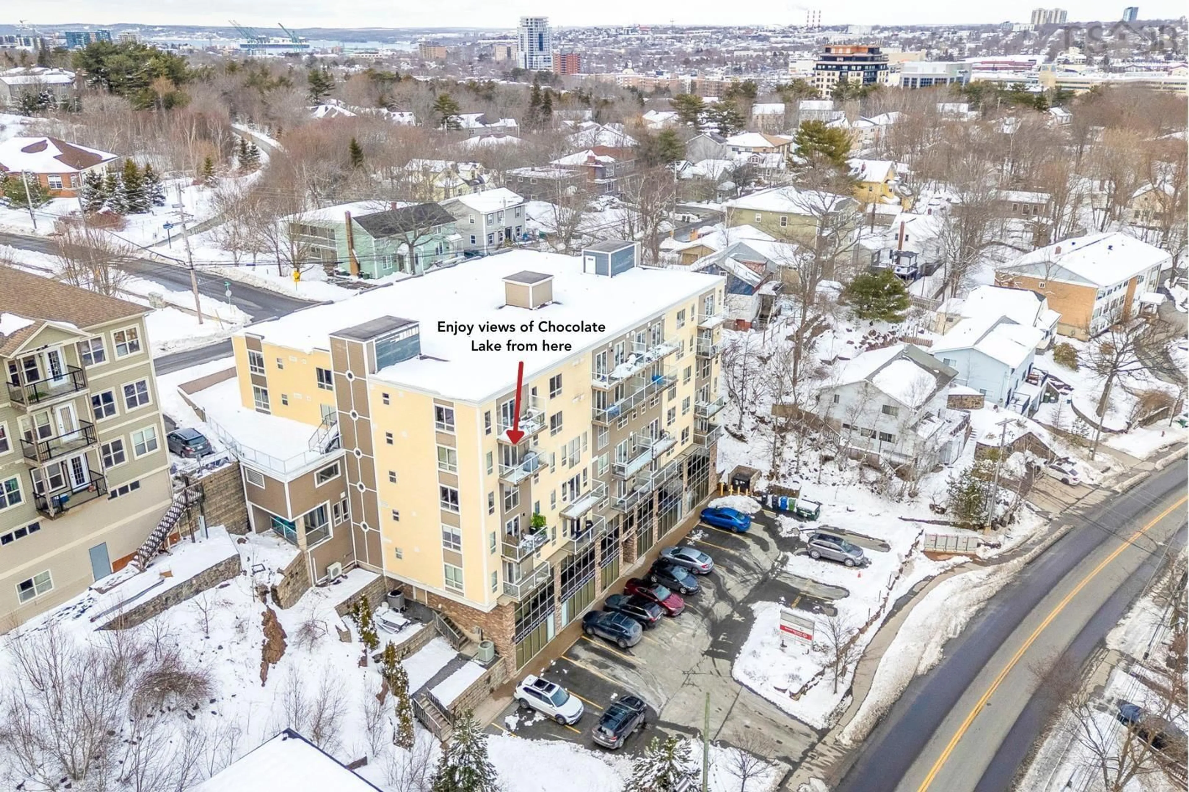 A pic from outside/outdoor area/front of a property/back of a property/a pic from drone, city buildings view from balcony for 200 Crown Dr #600, Halifax Nova Scotia B3N 0B1