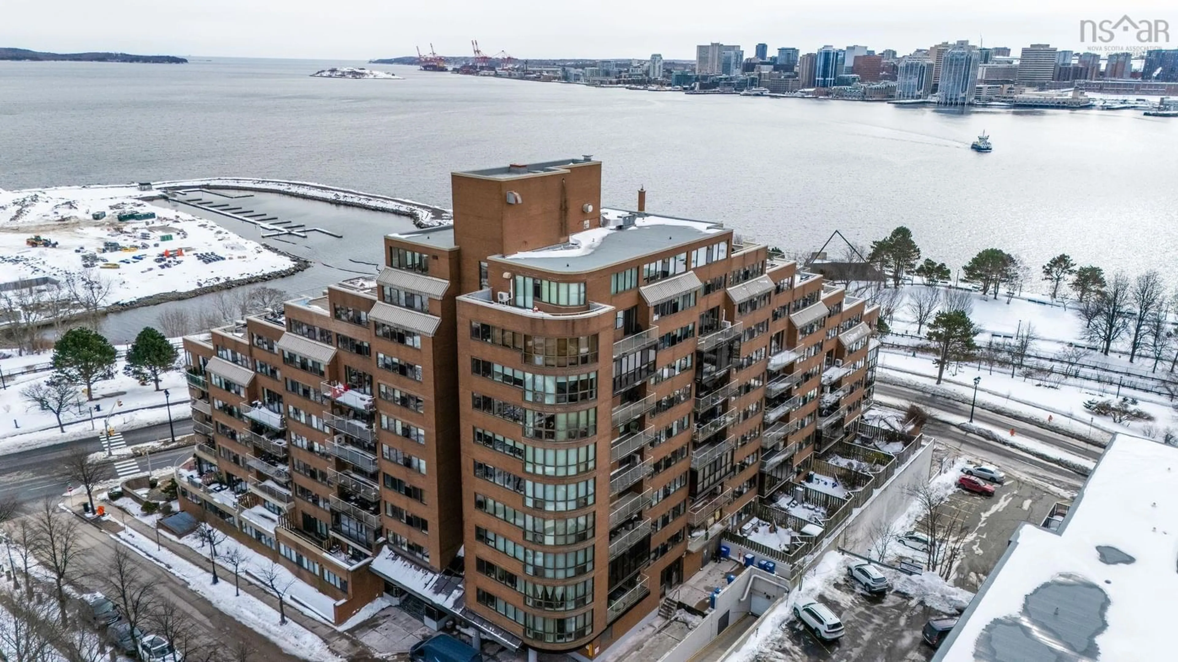 A pic from outside/outdoor area/front of a property/back of a property/a pic from drone, city buildings view from balcony for 1 Prince St #703, Dartmouth Nova Scotia B2Y 4L3
