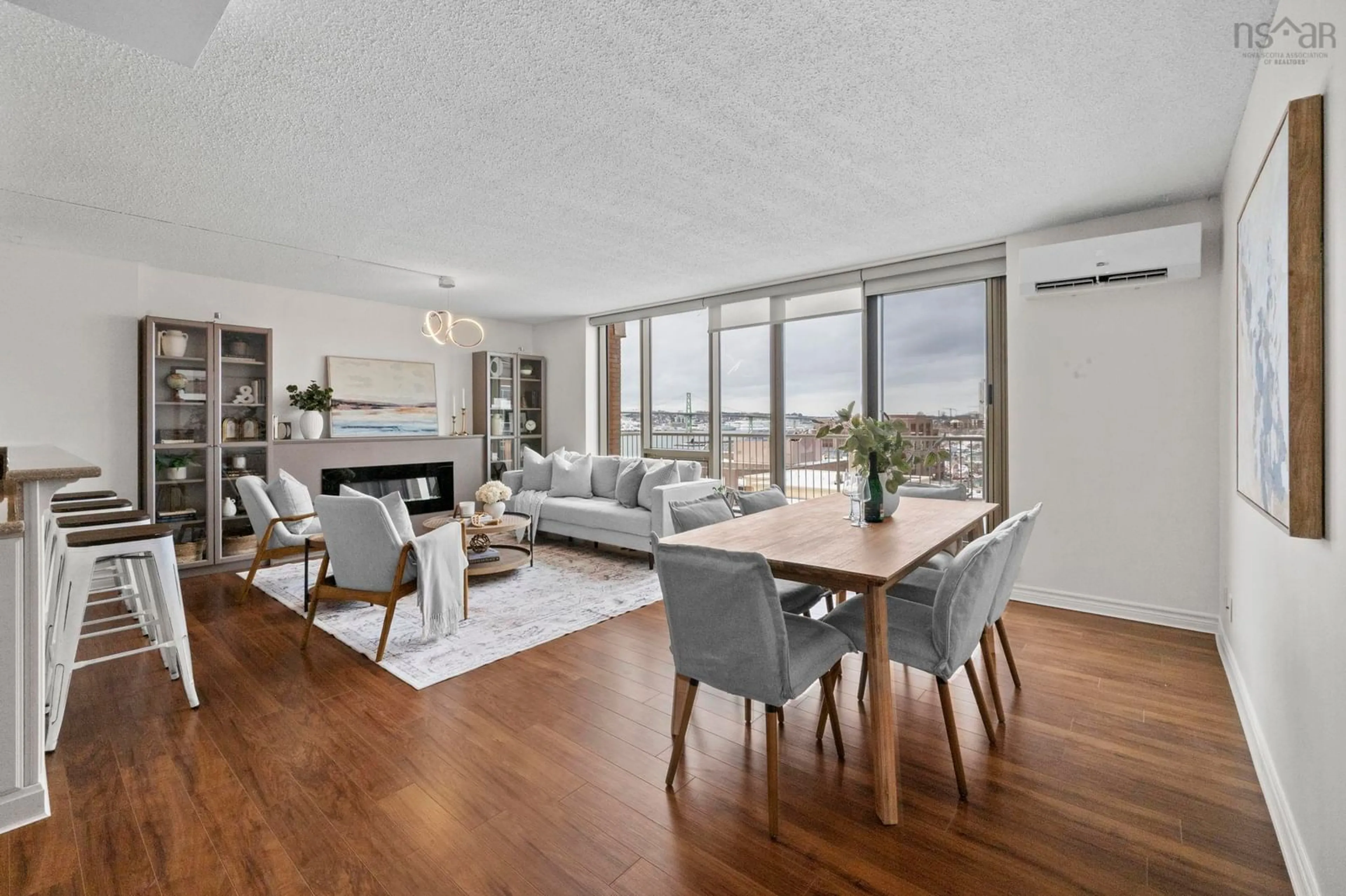 Living room with furniture, wood/laminate floor for 1 Prince St #703, Dartmouth Nova Scotia B2Y 4L3