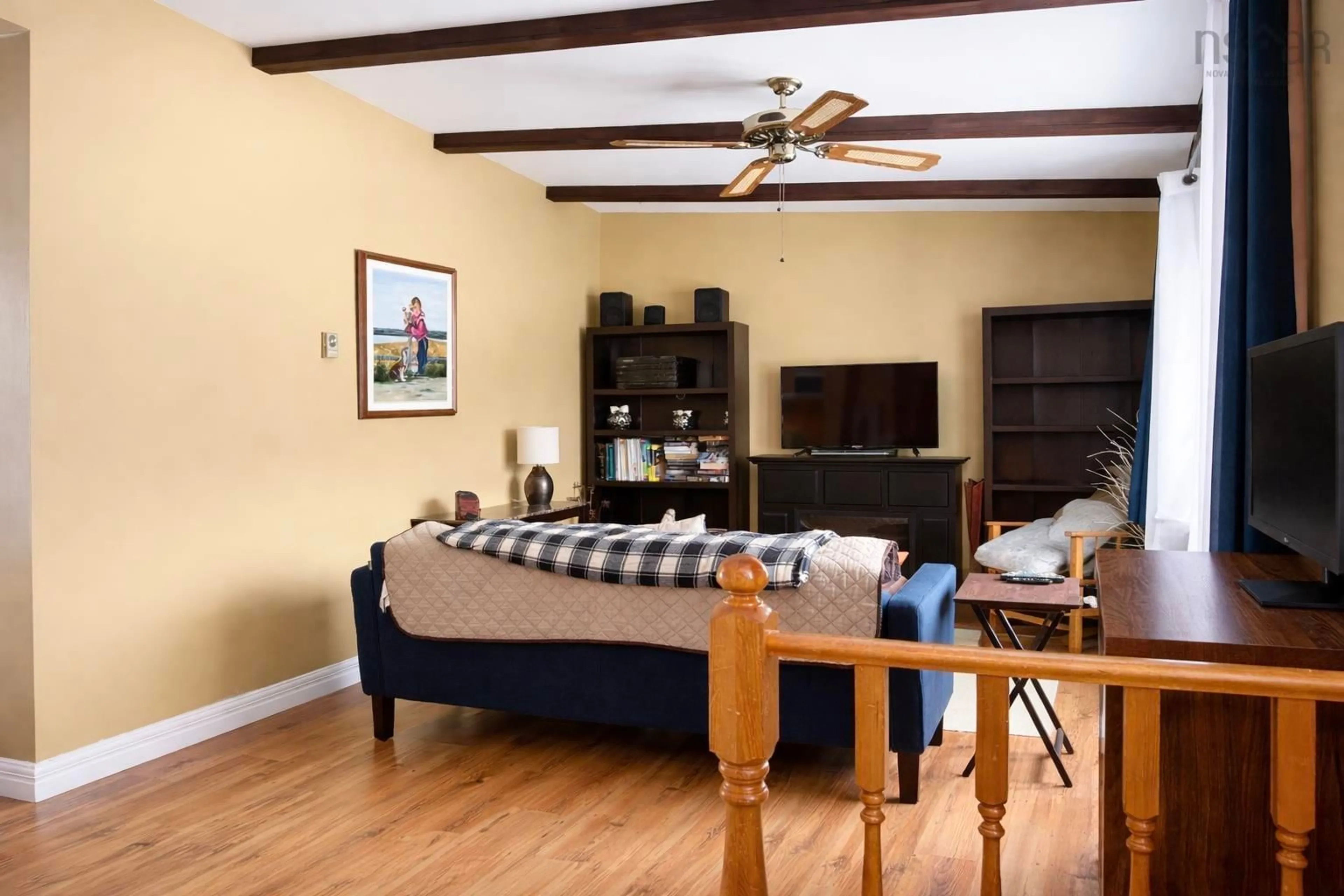 Living room with furniture, wood/laminate floor for 1 Oakridge Dr, Brookside Nova Scotia B3T 1S8