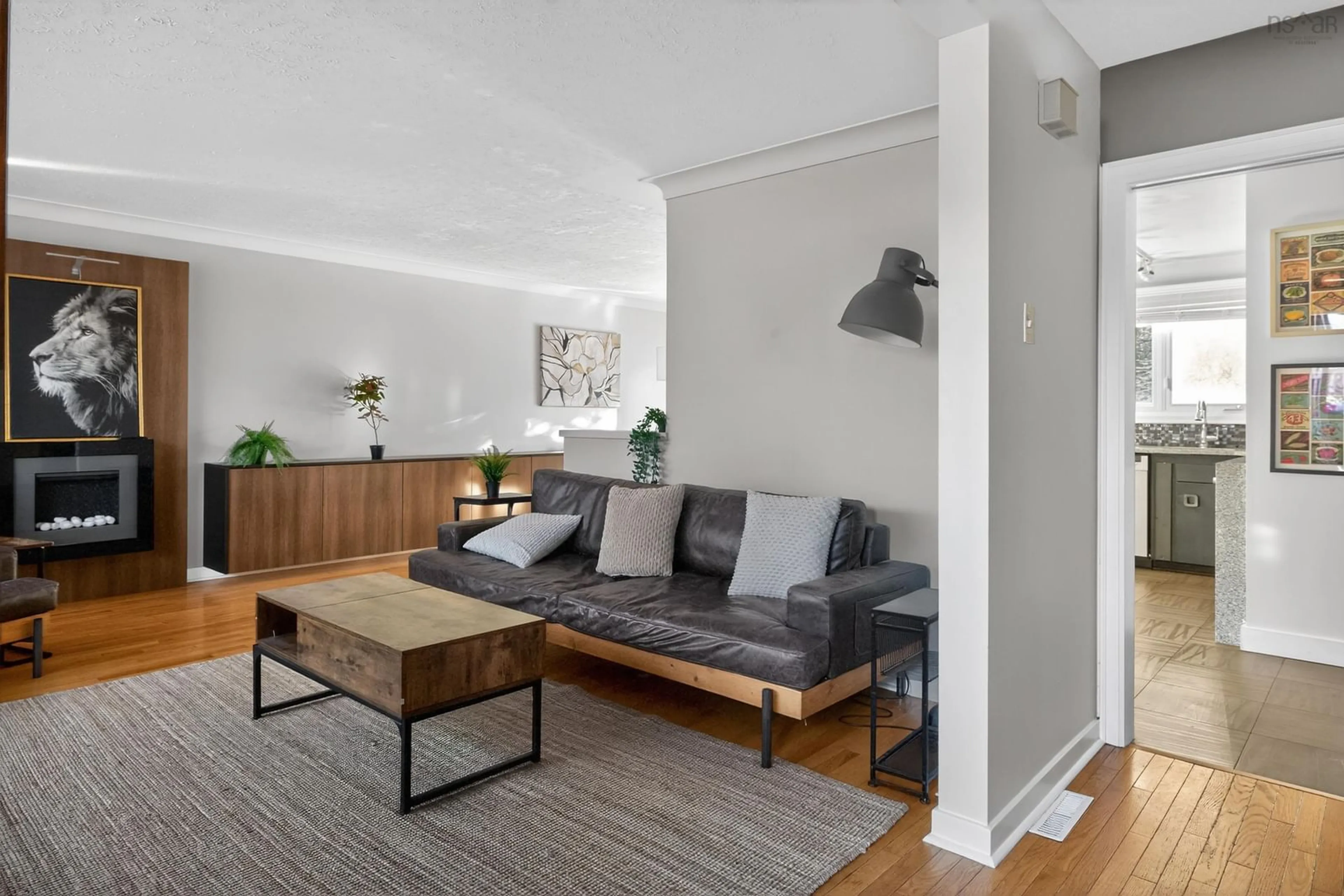 Living room with furniture, wood/laminate floor for 37 Lawnsdale Dr, Dartmouth Nova Scotia B3A 2N5