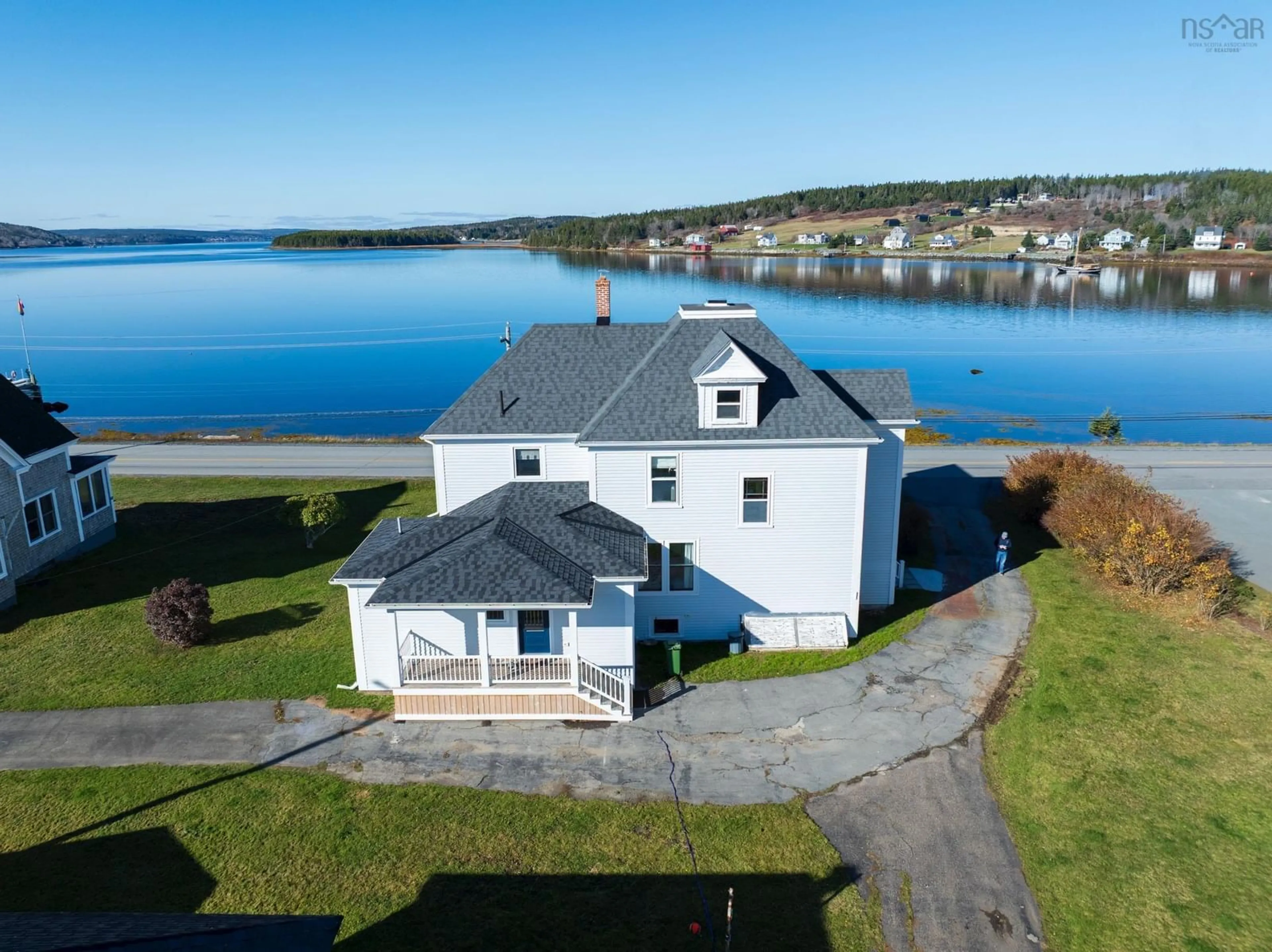 A pic from outside/outdoor area/front of a property/back of a property/a pic from drone, water/lake/river/ocean view for 85 Lower Lahave Rd, Riverport Nova Scotia B0J 2W0