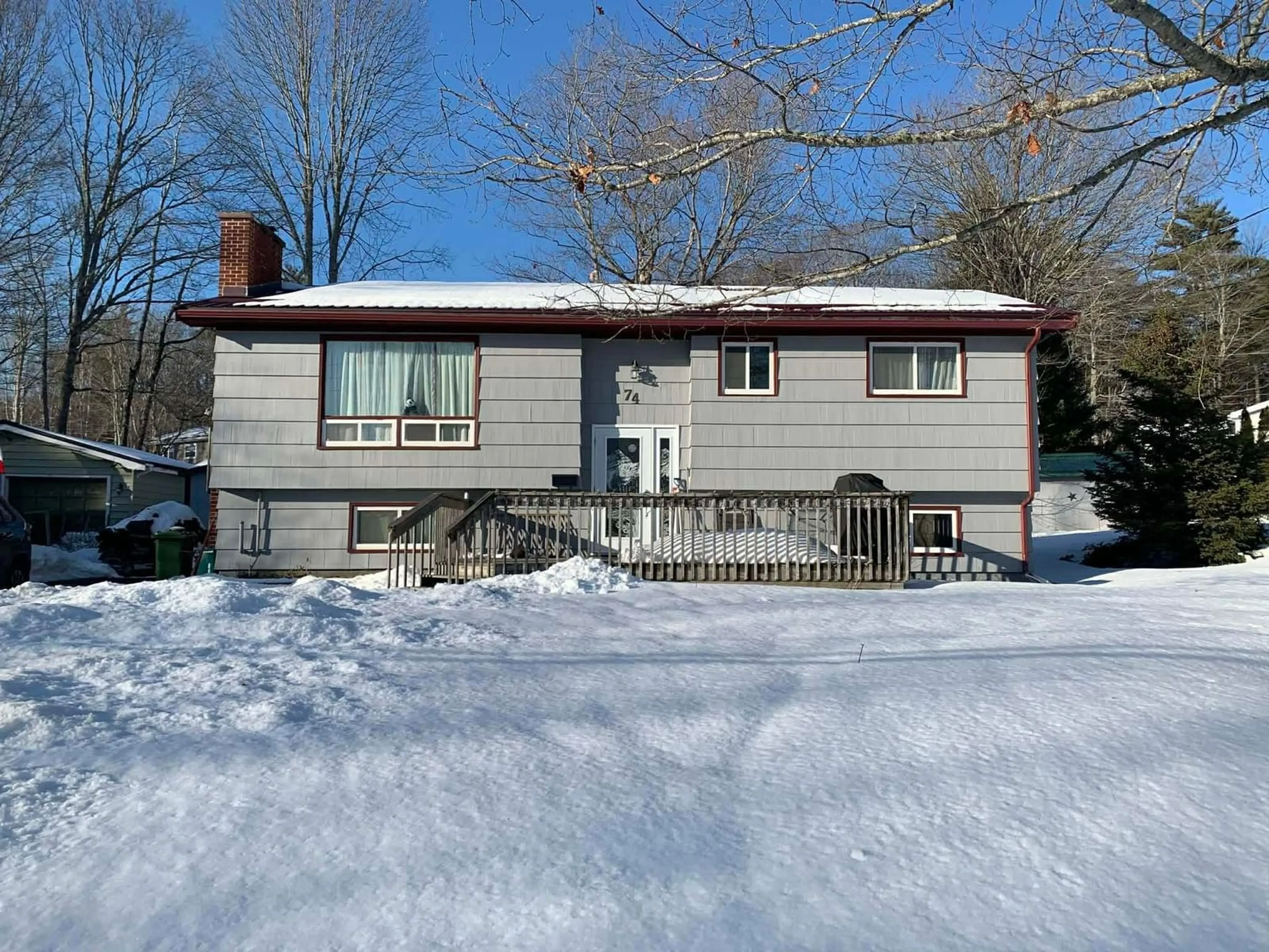 Home with vinyl exterior material, street for 74 Miller Dr, Bridgewater Nova Scotia B4V 3B9