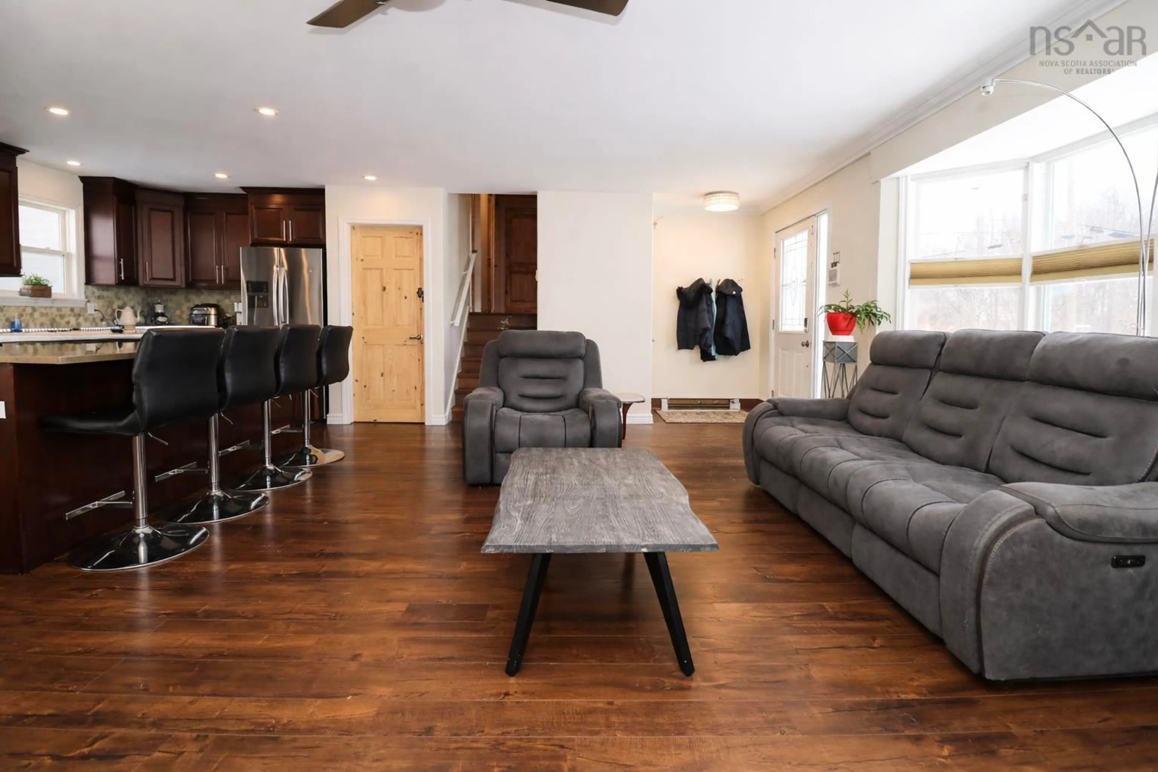 Living room with furniture, wood/laminate floor for 132 Nictaux Dr, Lower Sackville Nova Scotia B4C 2C5