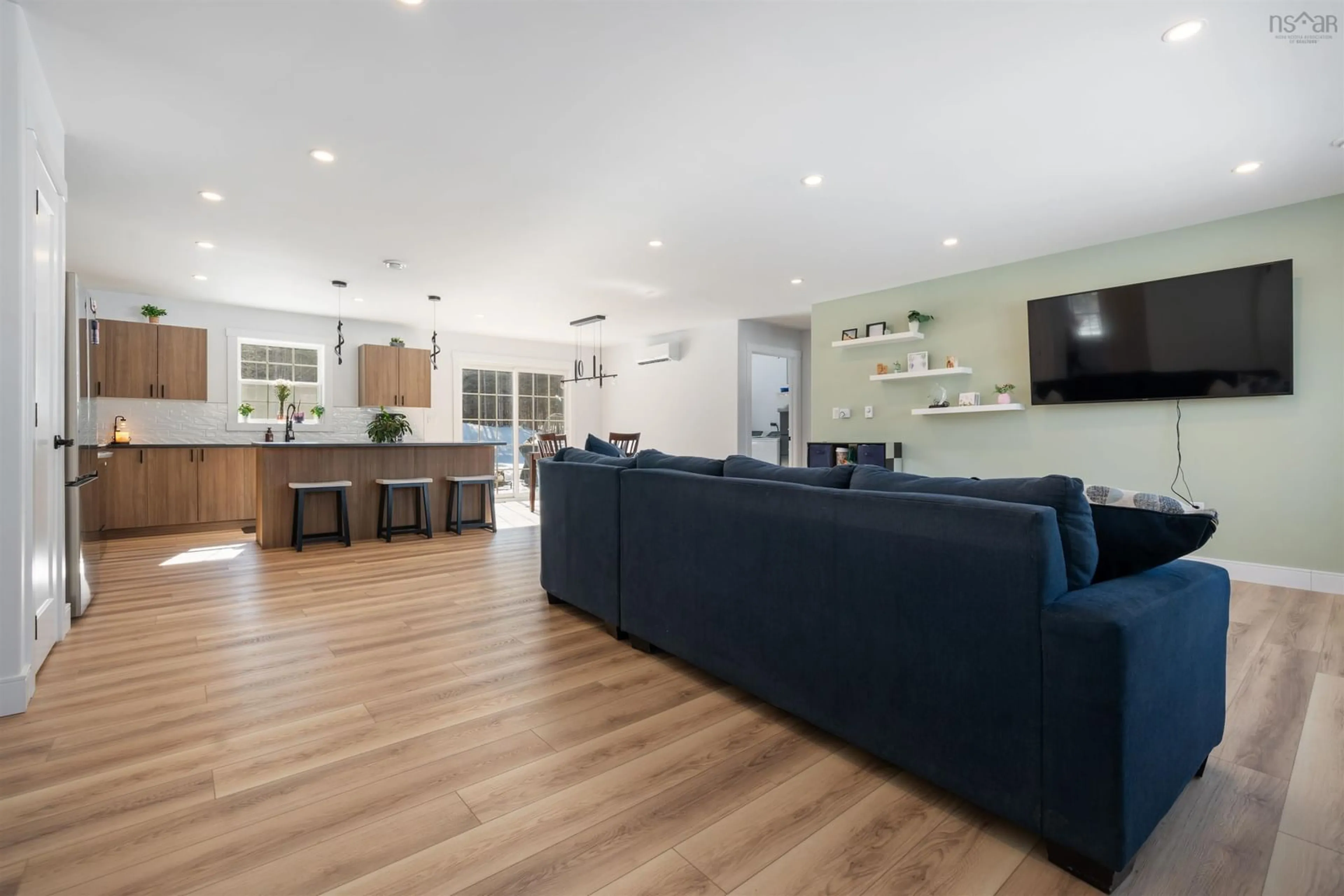 Open concept kitchen, wood/laminate floor for 420 Lays Lake Rd, Meaghers Grant Nova Scotia B0N 1V0