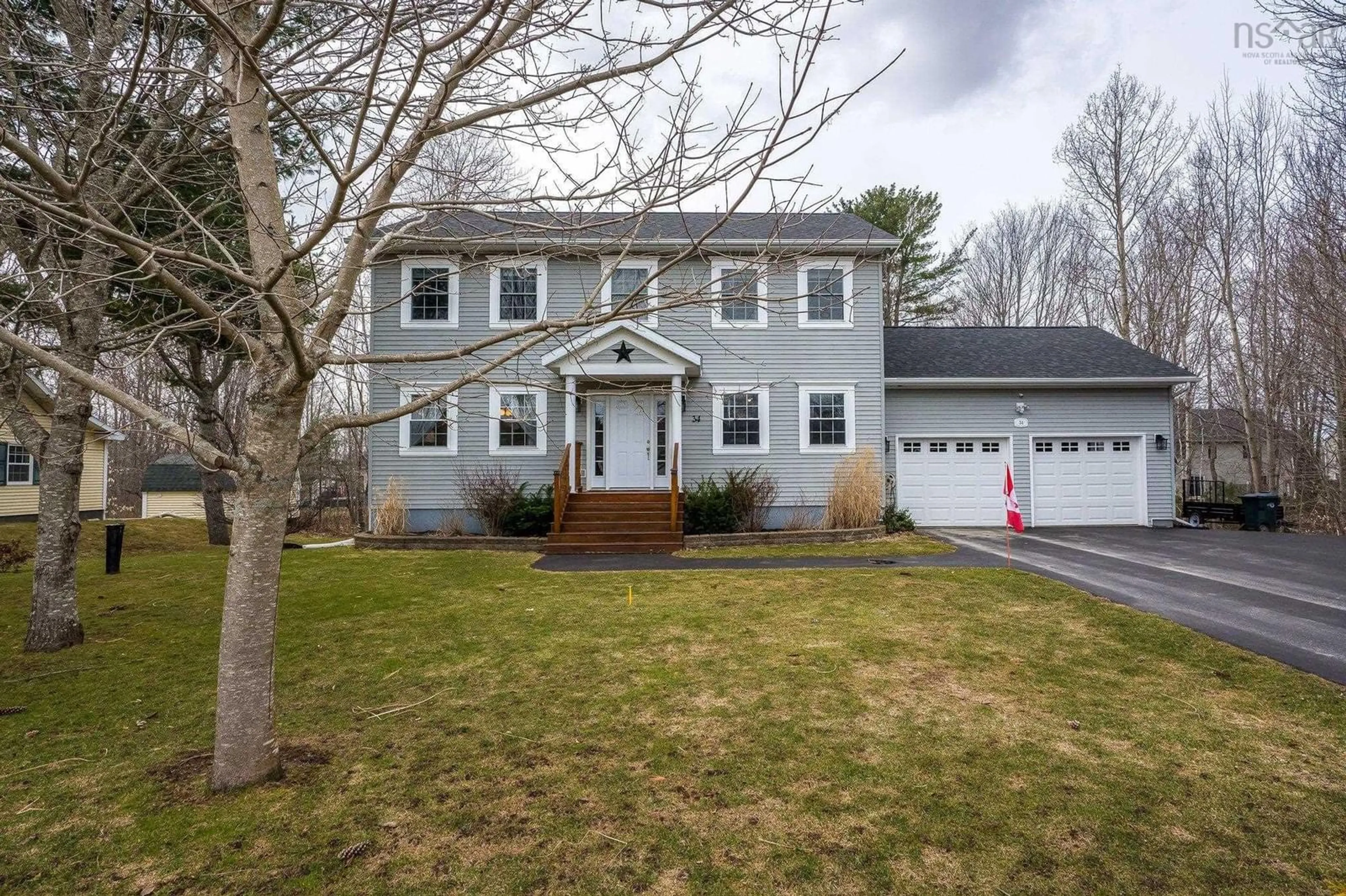 Home with vinyl exterior material, street for 34 Gravenstein Dr, Berwick Nova Scotia B0P 1E0