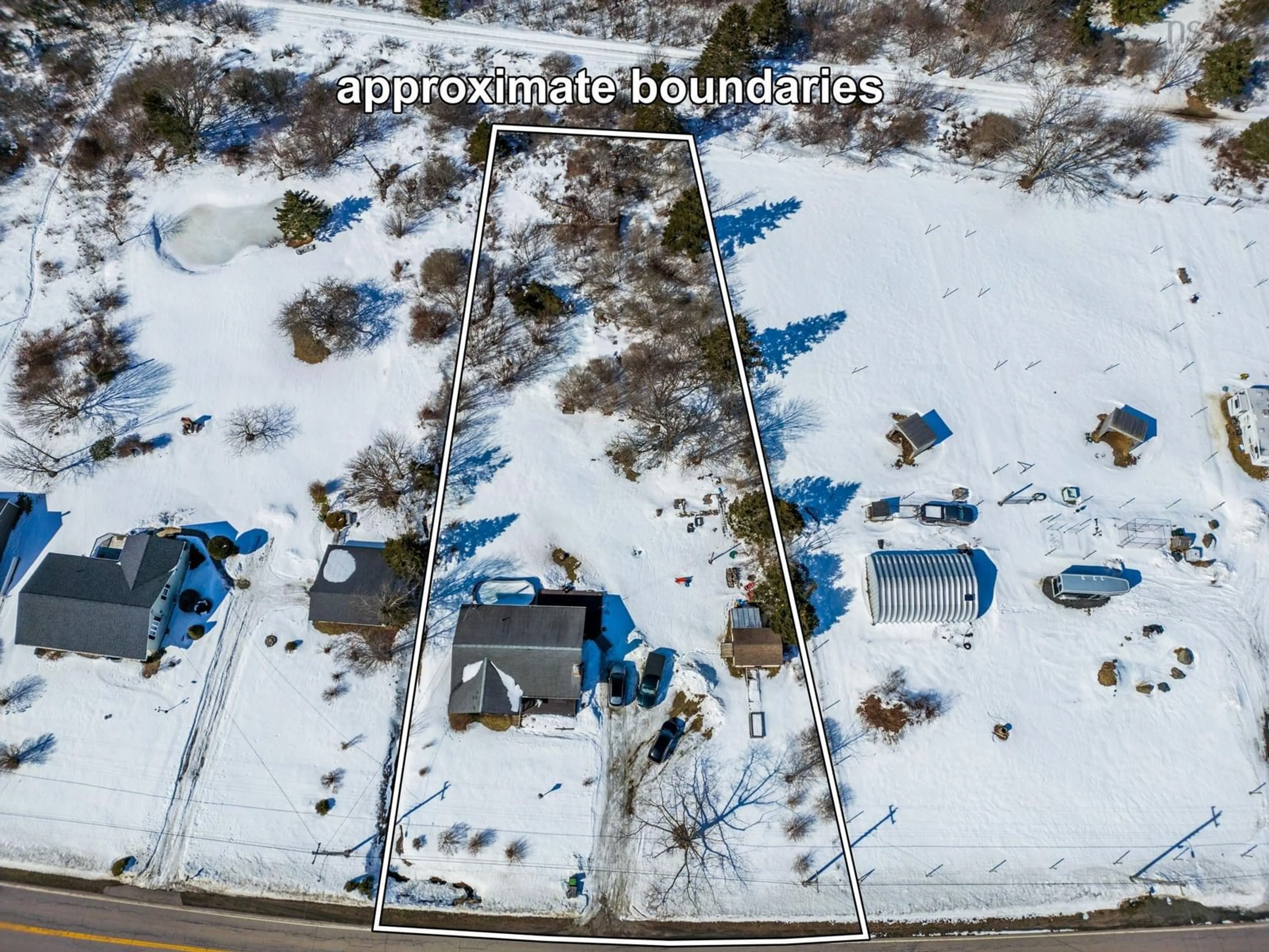 A pic from outside/outdoor area/front of a property/back of a property/a pic from drone, unknown for 585 Highway 340, South Ohio Nova Scotia B5A 5N1