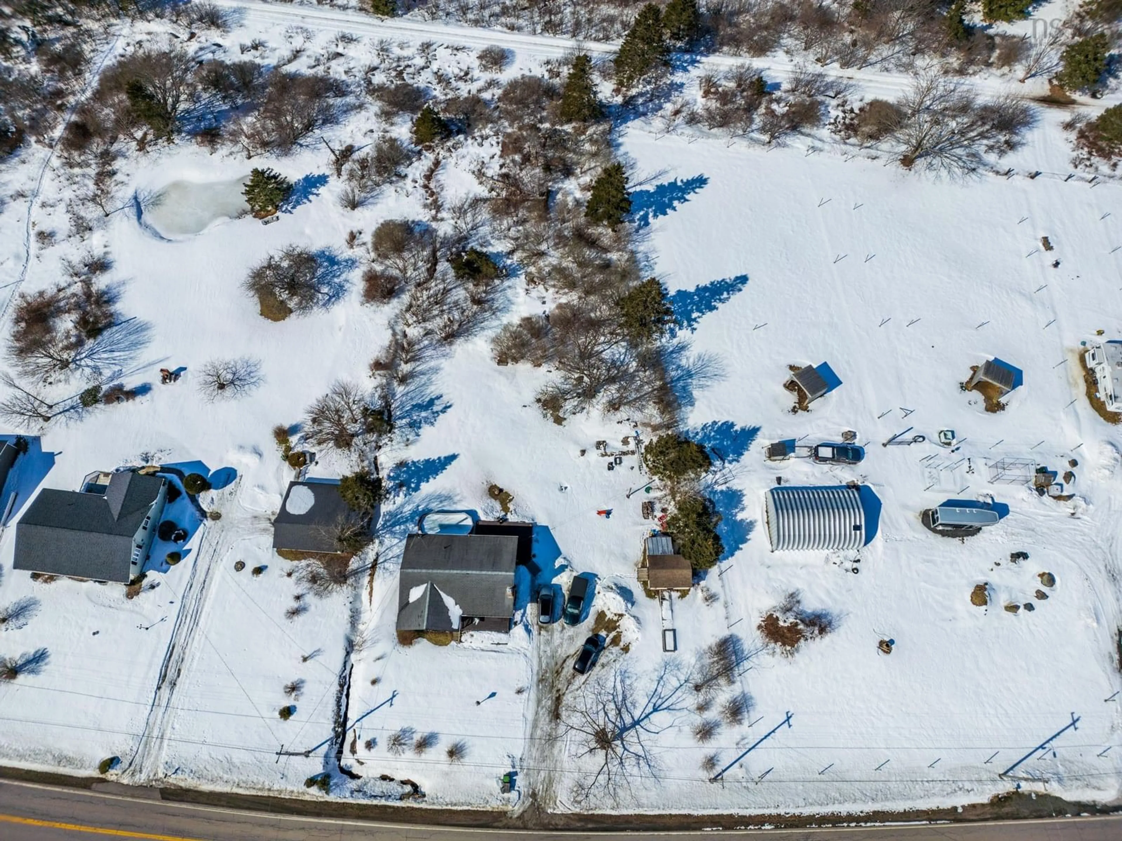 A pic from outside/outdoor area/front of a property/back of a property/a pic from drone, street for 585 Highway 340, South Ohio Nova Scotia B5A 5N1