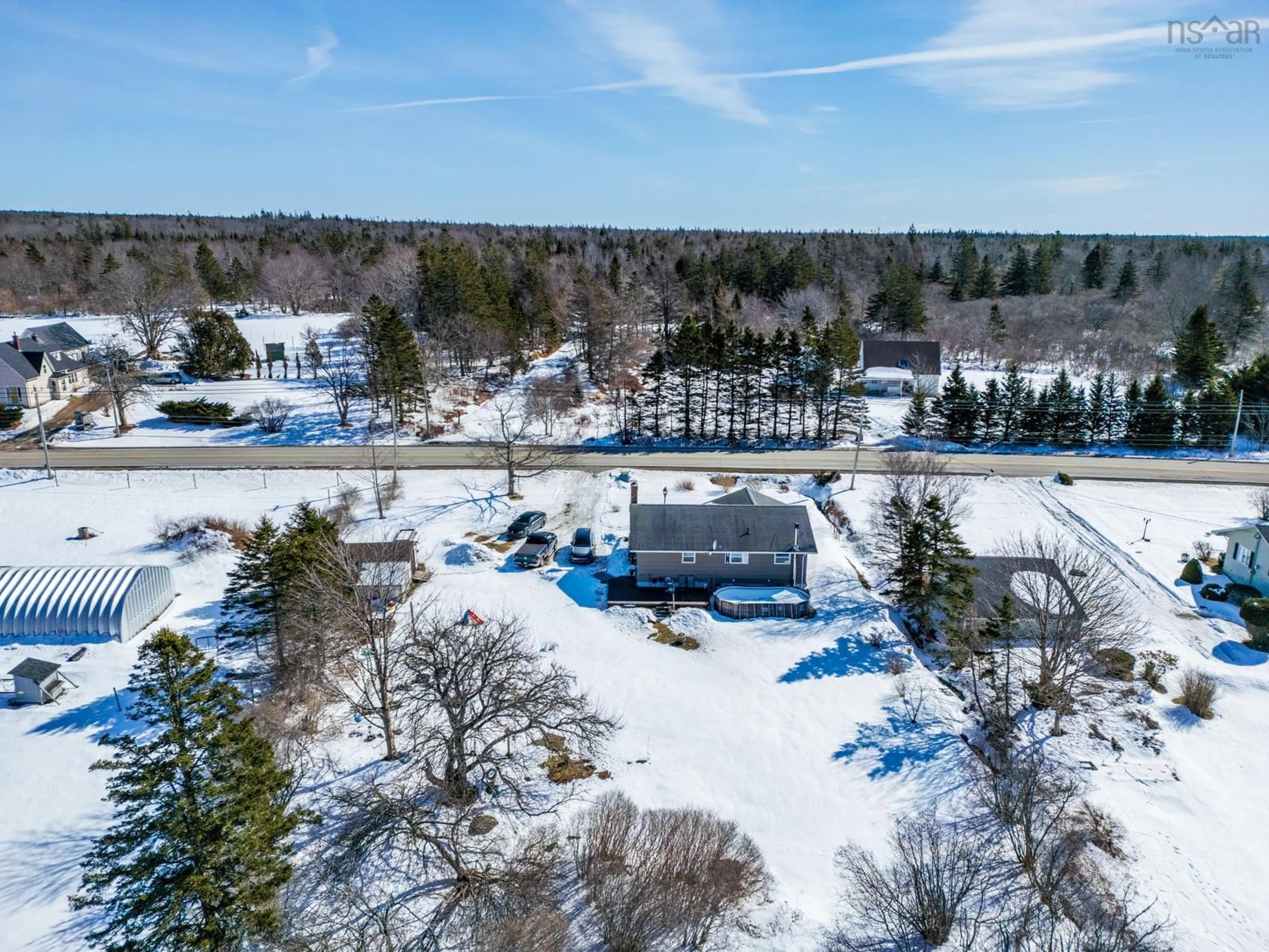 A pic from outside/outdoor area/front of a property/back of a property/a pic from drone, unknown for 585 Highway 340, South Ohio Nova Scotia B5A 5N1