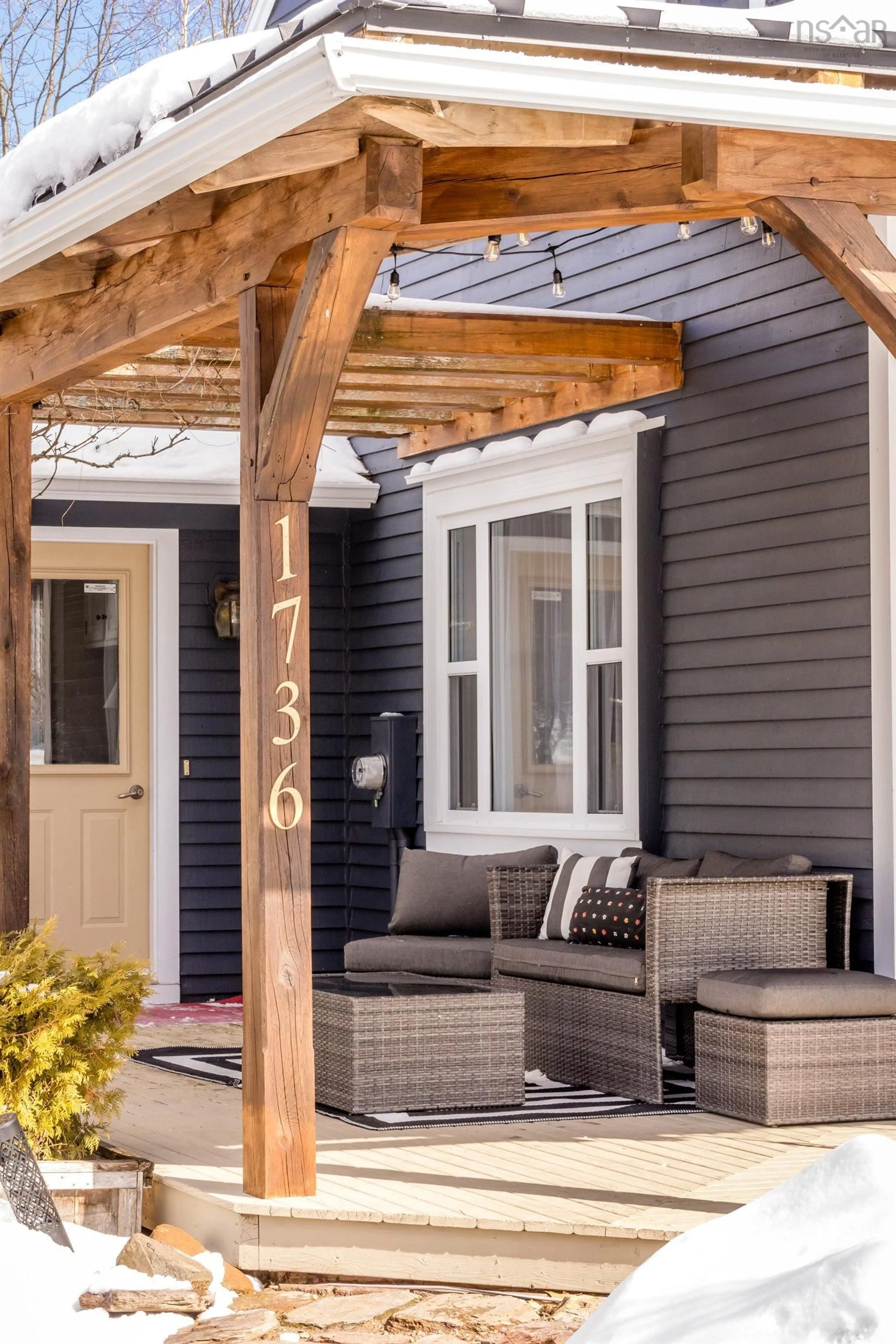 Home with vinyl exterior material, street for 1736 Kidston Ave, Port Williams Nova Scotia B0P 1T0