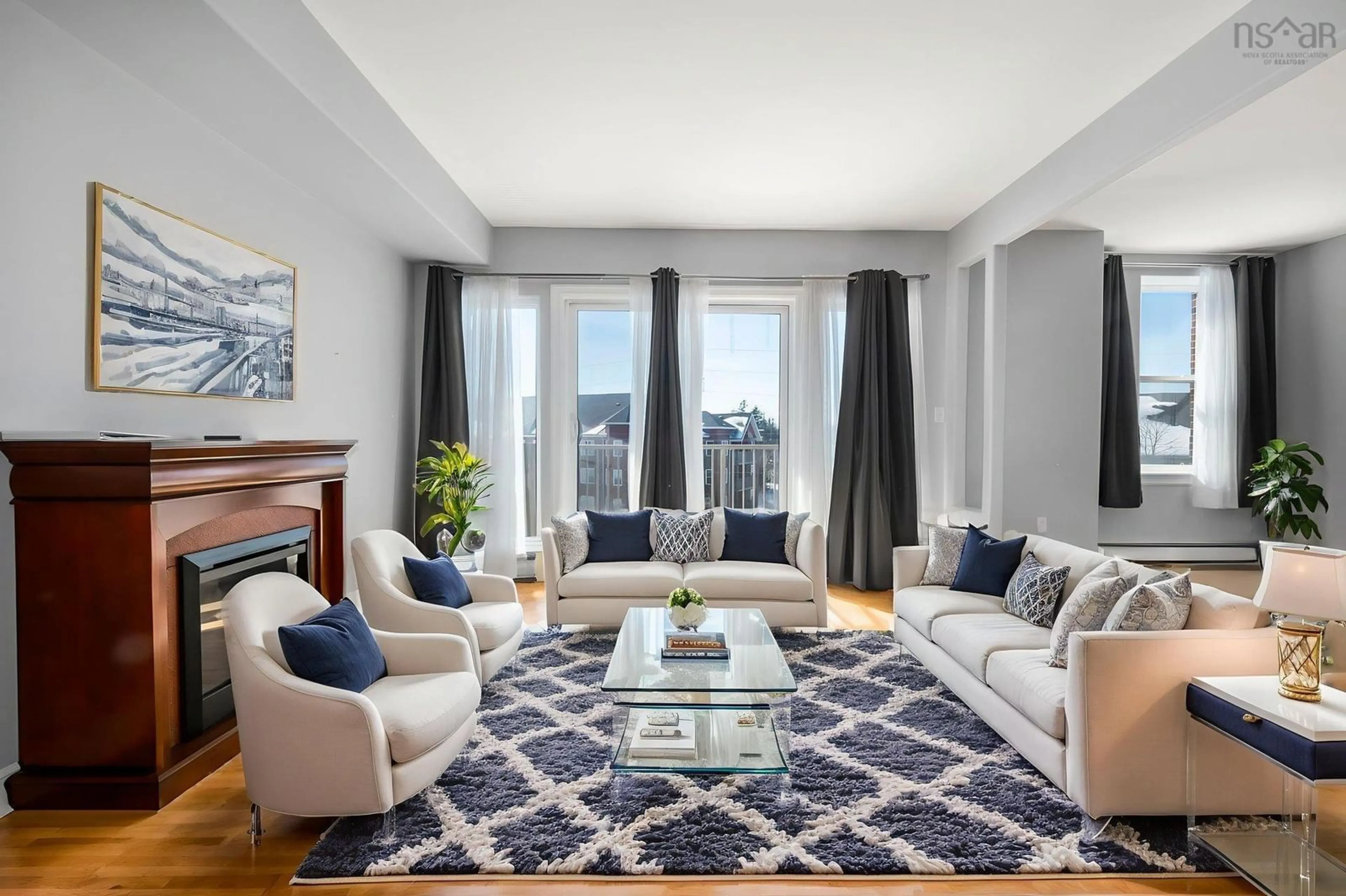 Living room with furniture, carpet floor for 429 Parkland Dr #405, Halifax Nova Scotia B3S 1L3