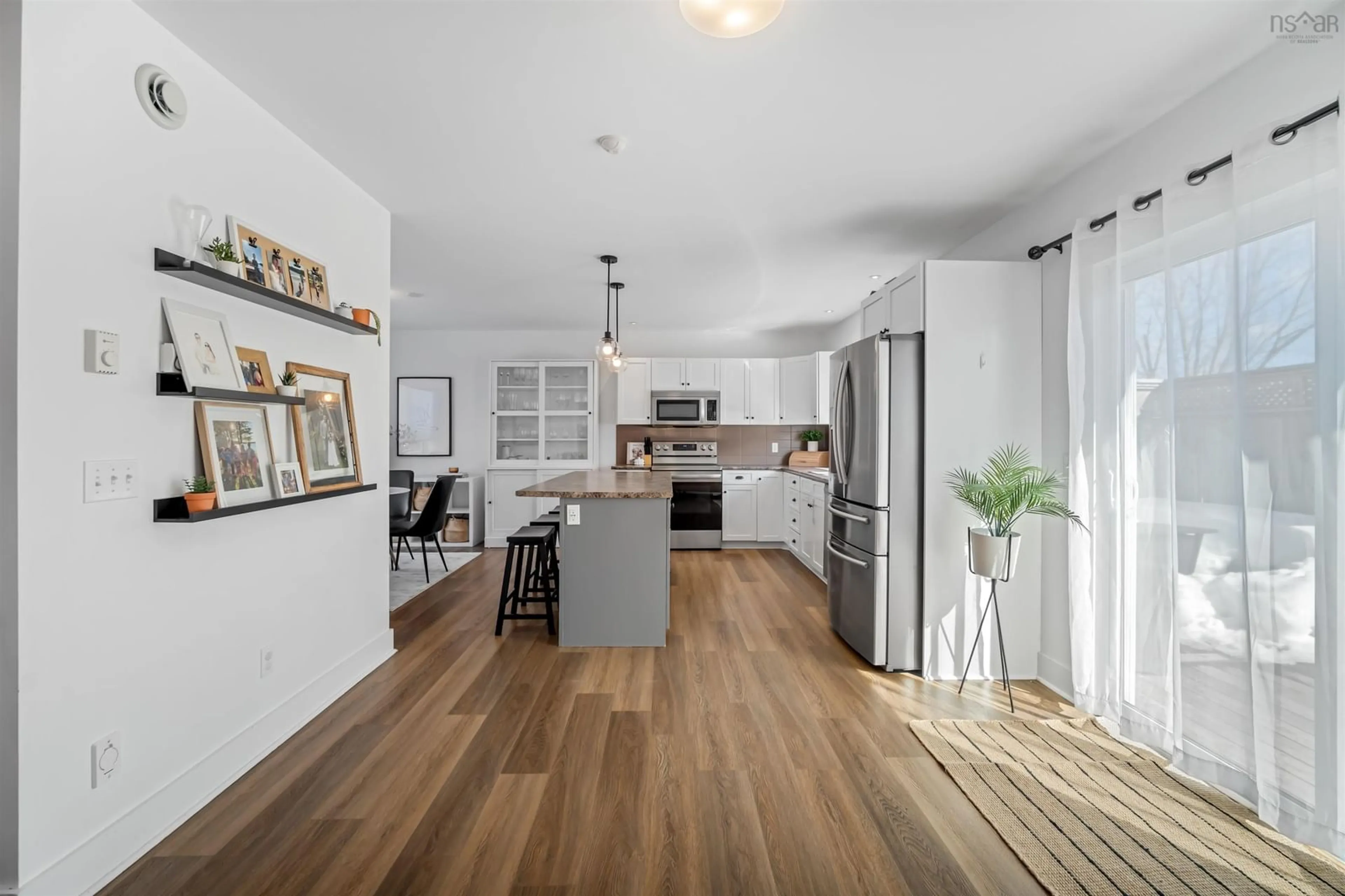 Open concept kitchen, wood/laminate floor for 80 Grindstone Dr, Halifax Nova Scotia B3R 0A6