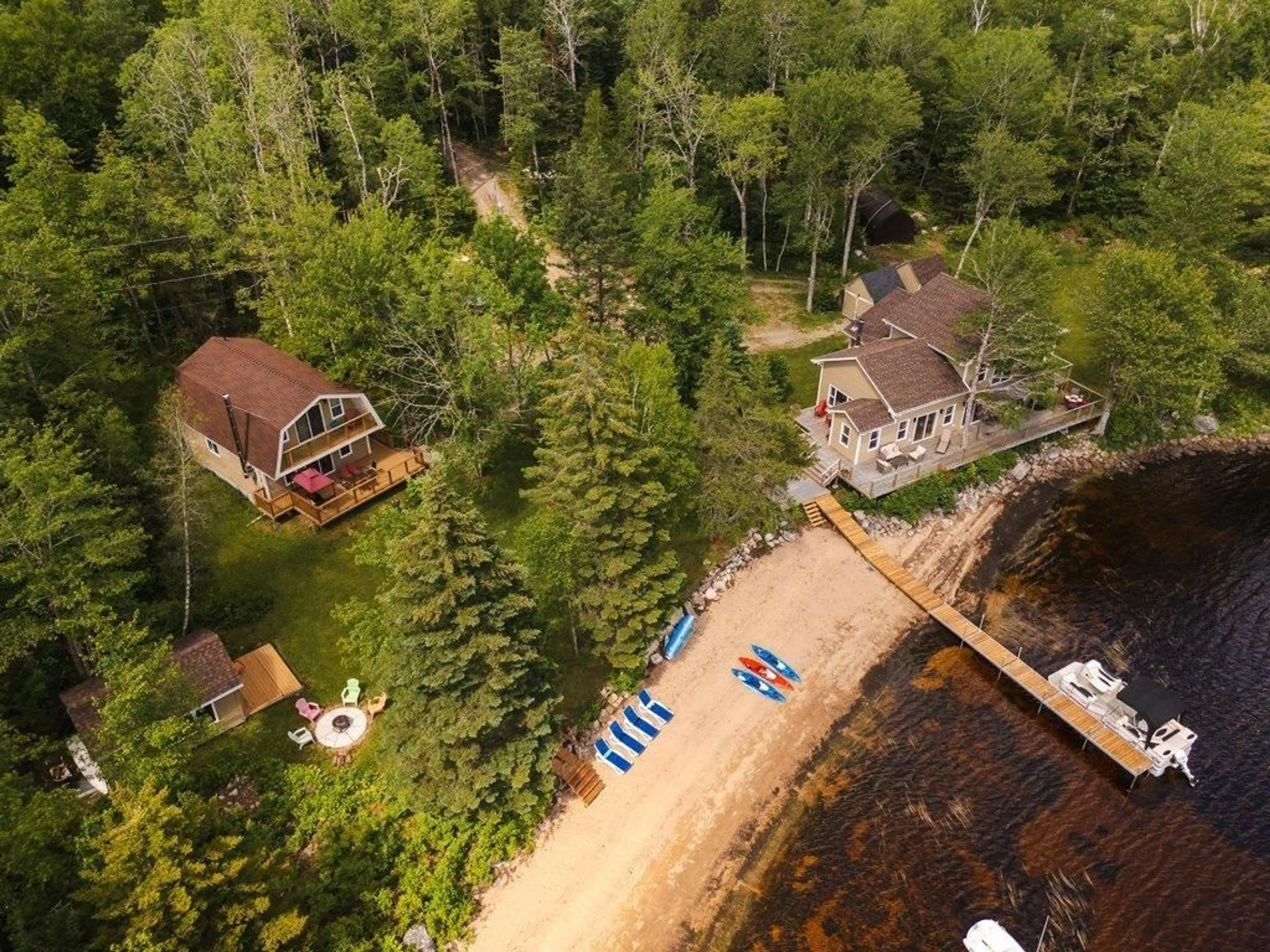 A pic from outside/outdoor area/front of a property/back of a property/a pic from drone, water/lake/river/ocean view for 170 & 166 Laura's Lane, Harriston Nova Scotia B0J 2M0