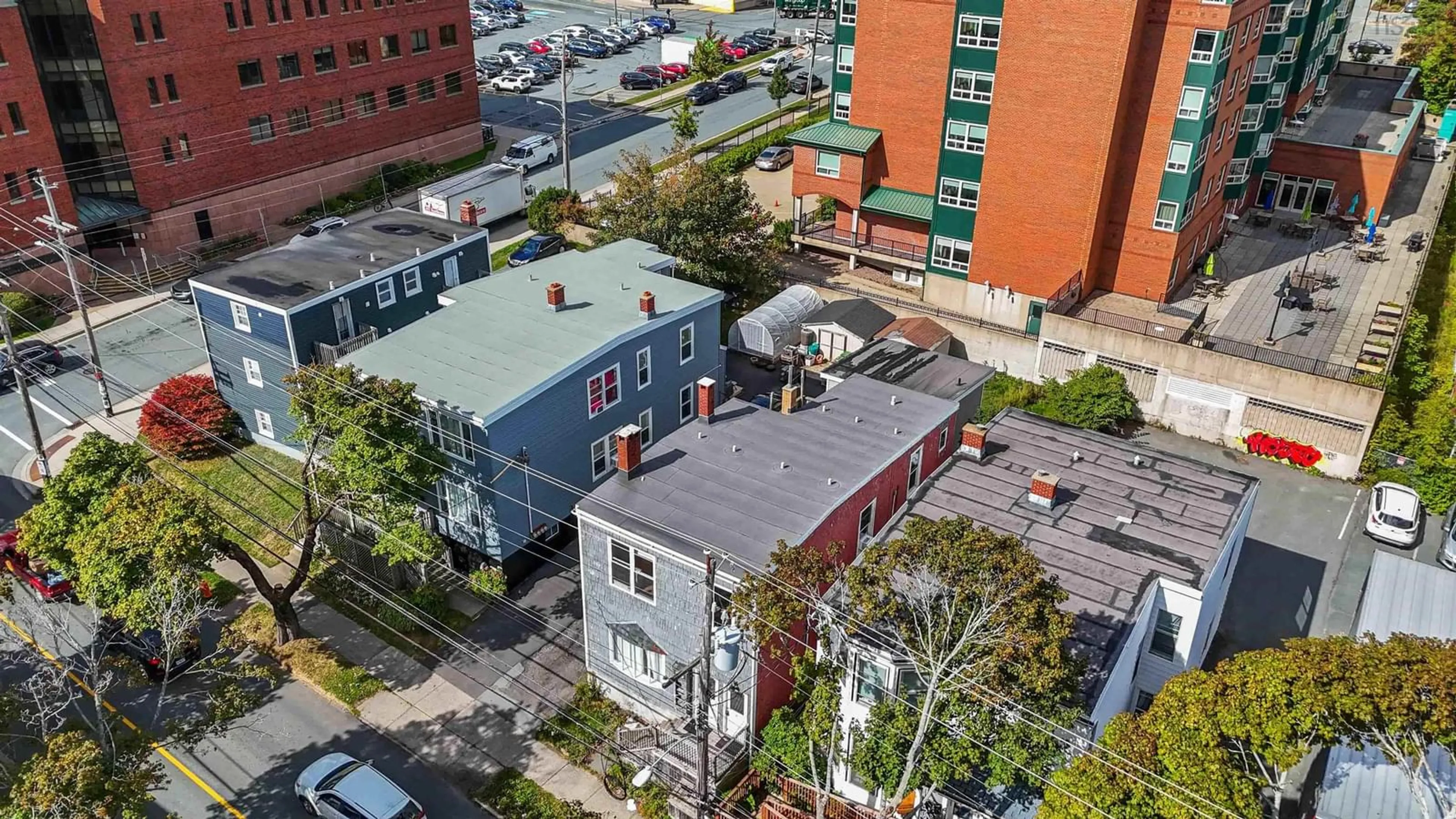 A pic from outside/outdoor area/front of a property/back of a property/a pic from drone, city buildings view from balcony for 6135 North St, Halifax Nova Scotia B3K 1P2